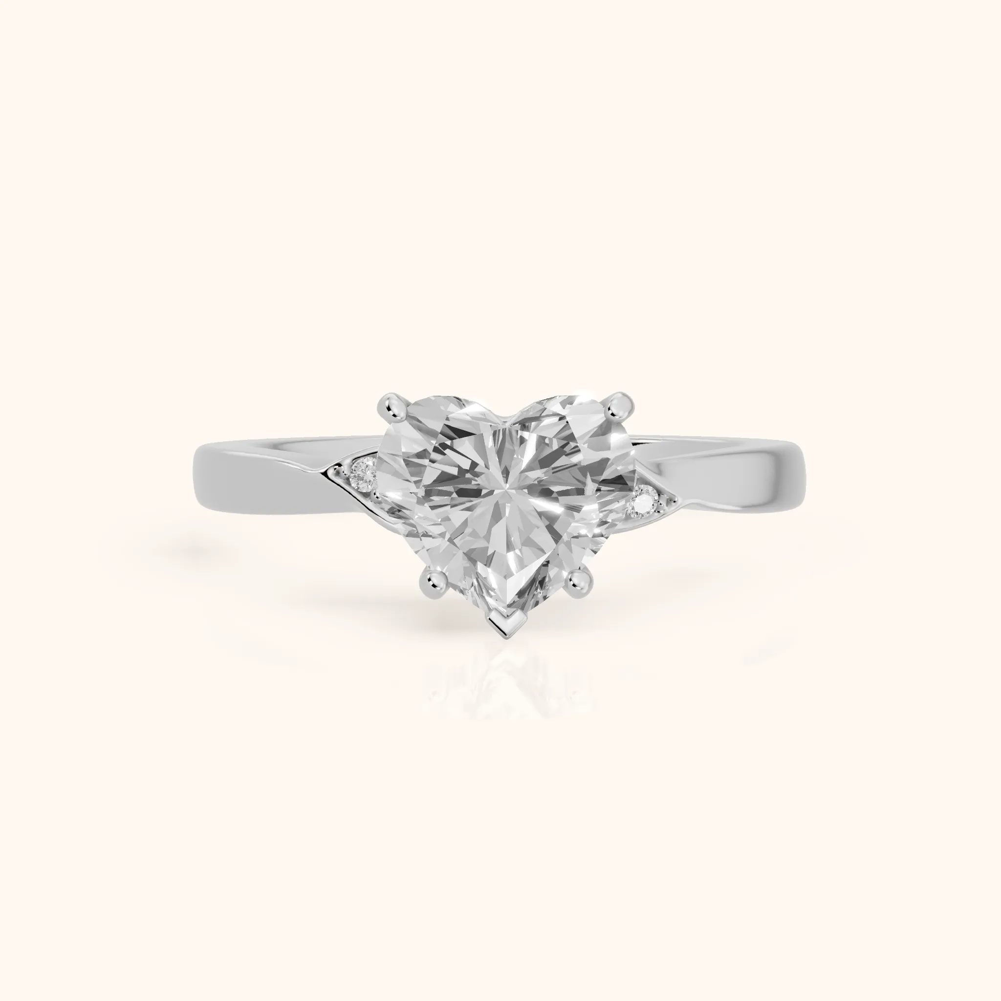 Annabelle Leaf Pavé Heart Diamond Engagement Ring in White Gold — view 1