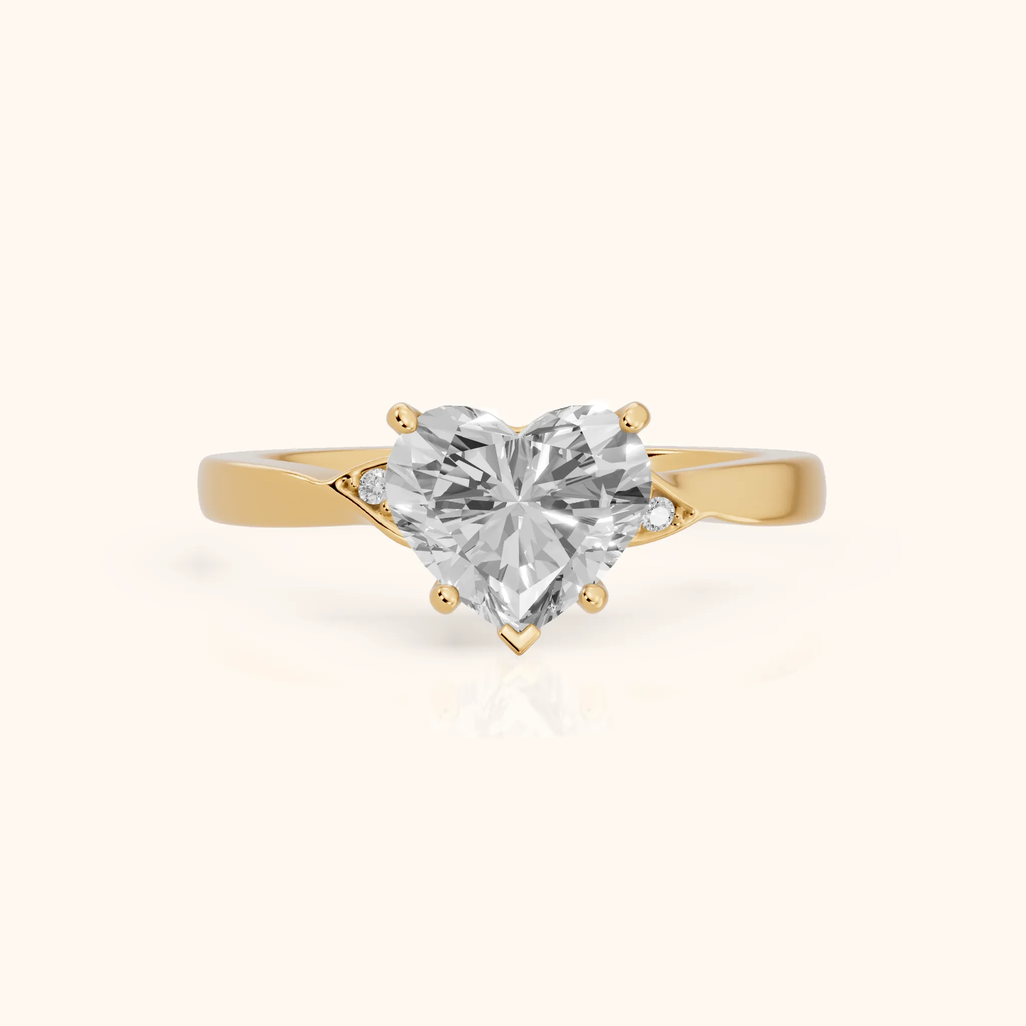 Annabelle Leaf Pavé Heart Diamond Engagement Ring in Yellow Gold — view 1