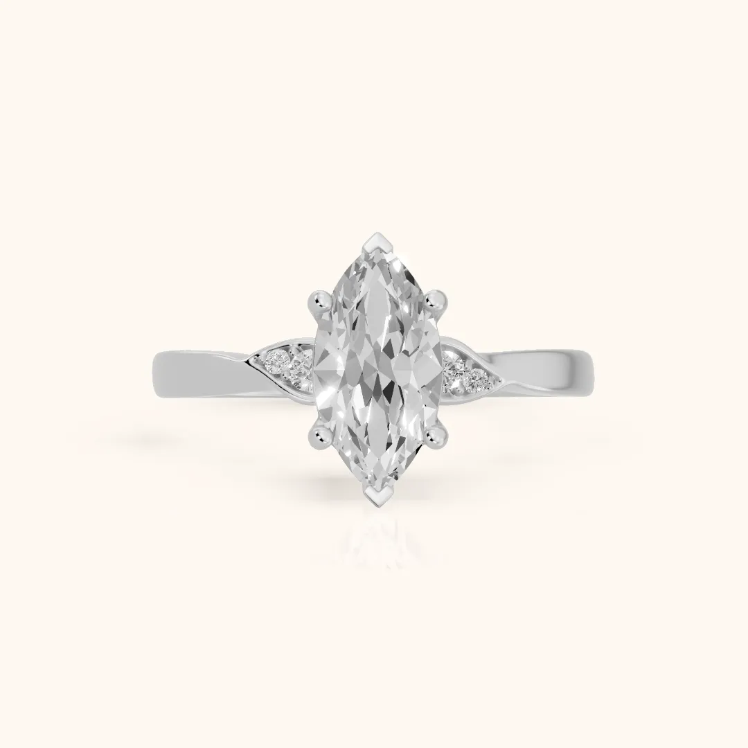 Annabelle Leaf Pavé Marquise Diamond Engagement Ring in Silver — view 2