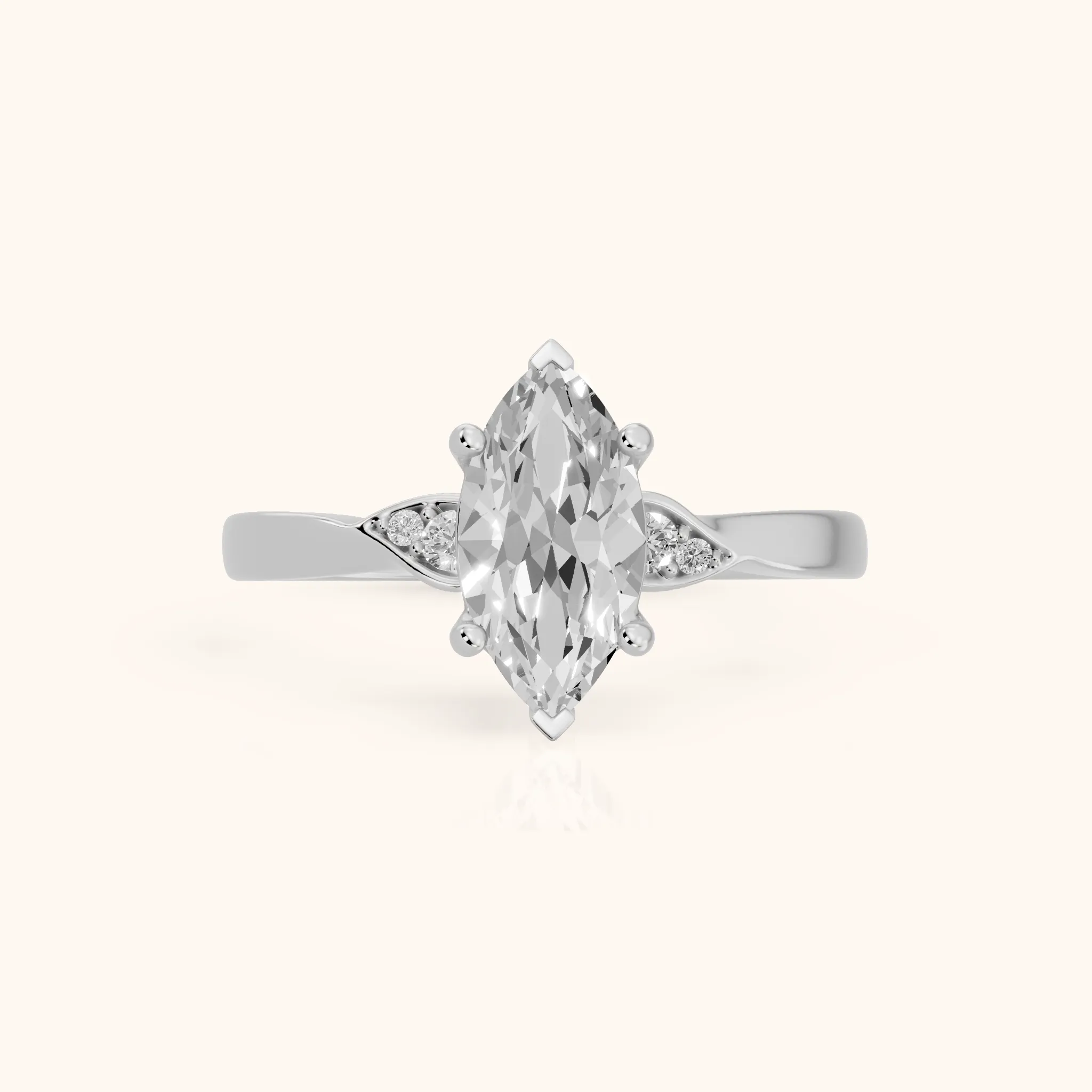 Annabelle Leaf Pavé Marquise Diamond Engagement Ring in Silver — view 1