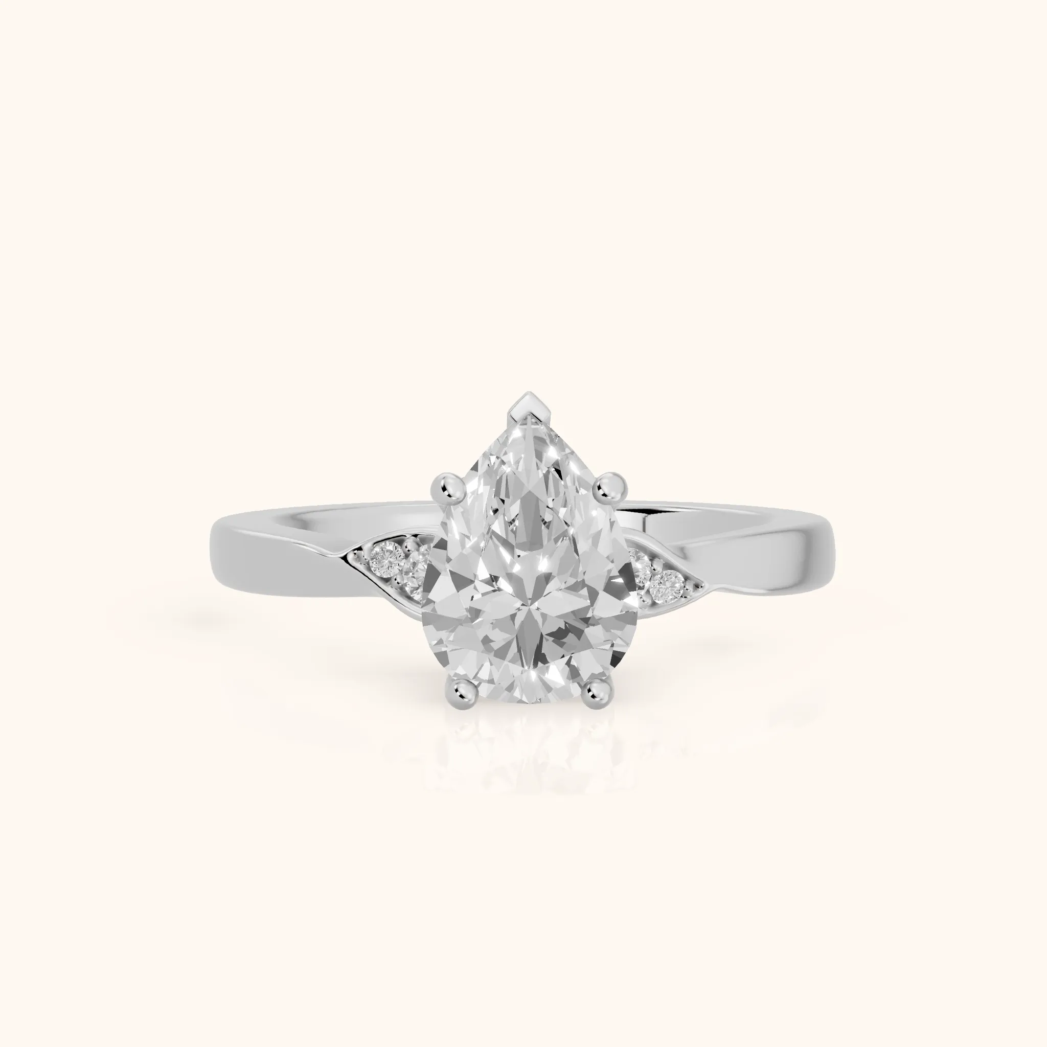 Annabelle Leaf Pavé Pear Diamond Engagement Ring in Silver — view 1
