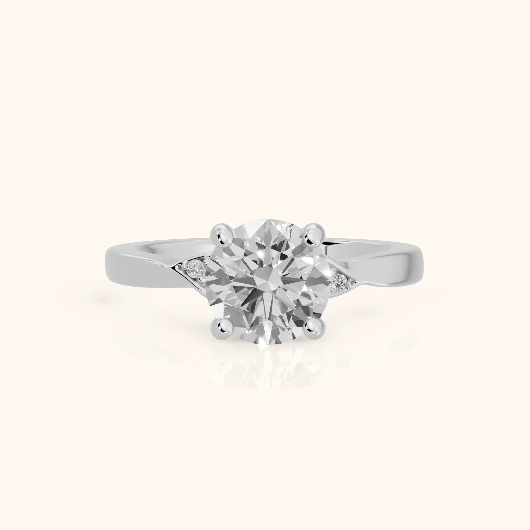 Annabelle Leaf Pavé Round Diamond Engagement Ring in Silver — view 1
