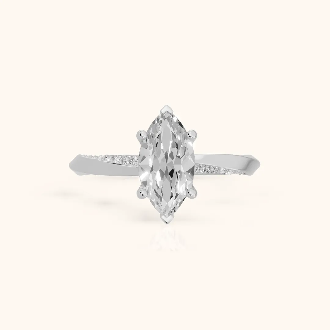 Elisabeth Twist Pavé Marquise Diamond Engagement Ring in White Gold — view 2