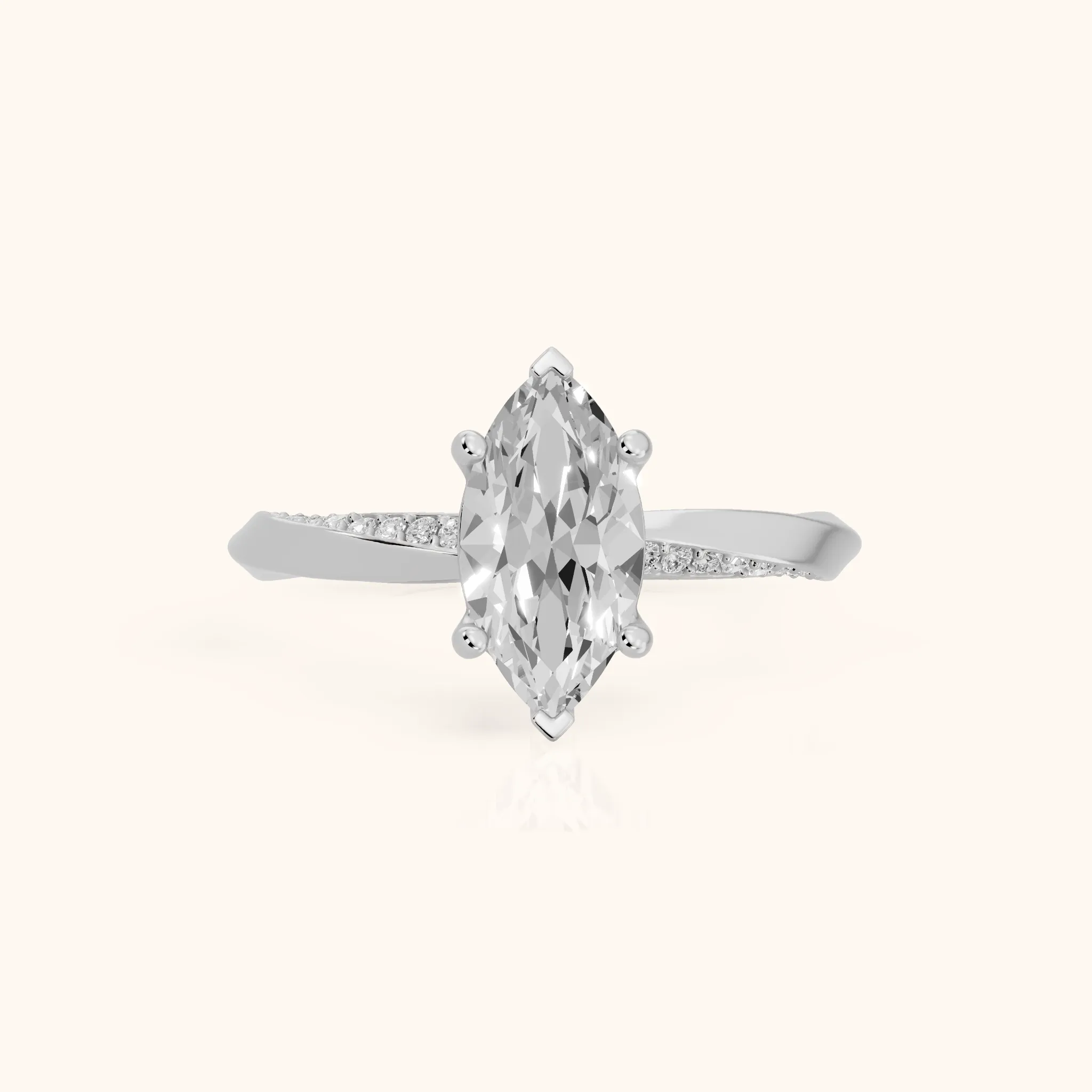 Elisabeth Twist Pavé Marquise Diamond Engagement Ring in White Gold — view 1