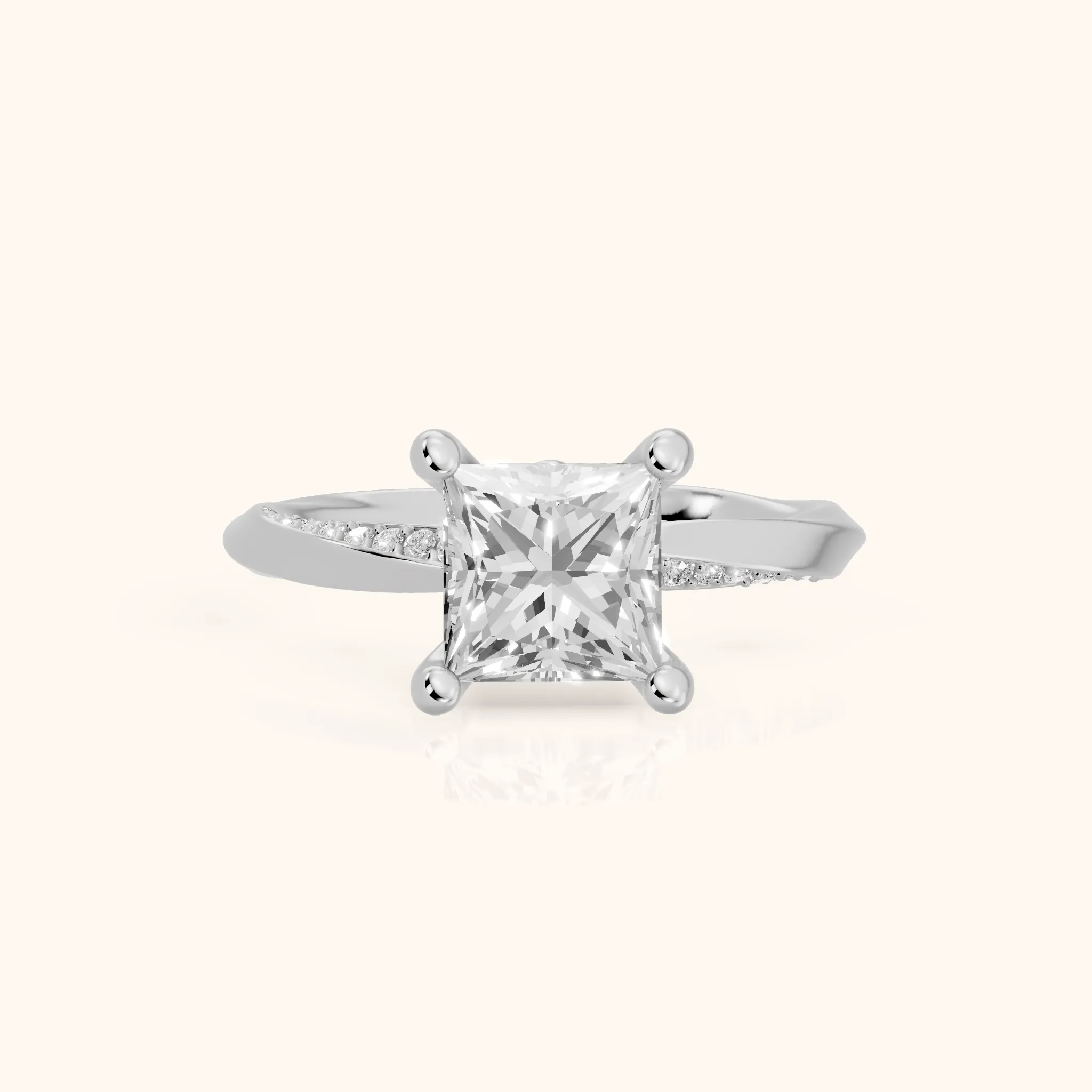 Elisabeth Twist Pavé Princess Diamond Engagement Ring in Platinum — view 1