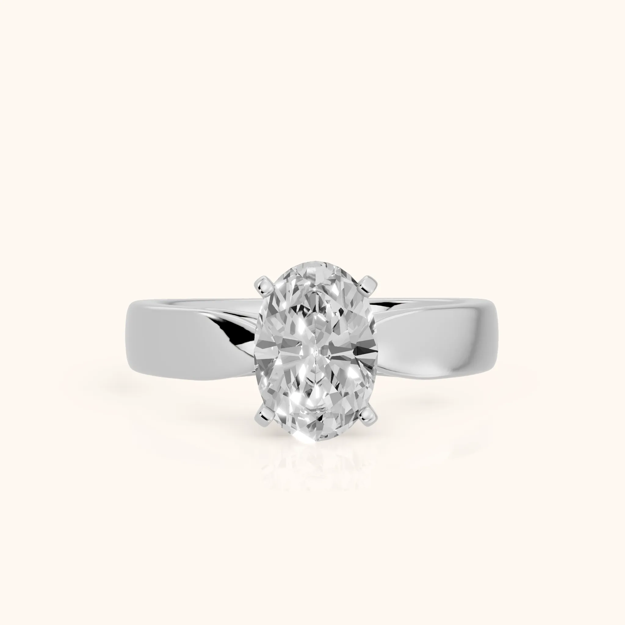 Amalia Wide Band Cathedral Oval Diamond Engagement Ring in Silver — view 1