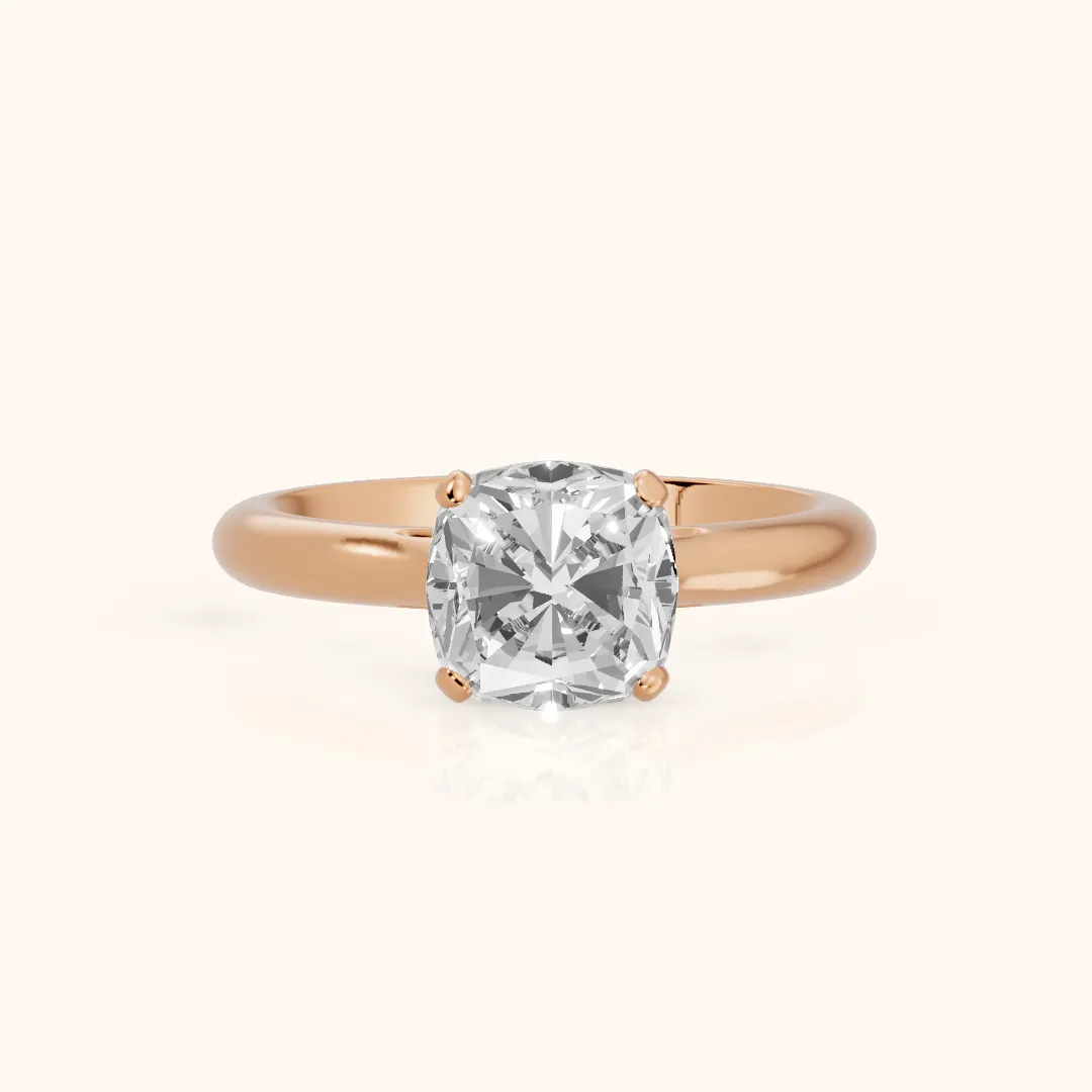 Karina Solitaire Cushion Diamond Engagement Ring in Rose Gold — view 2