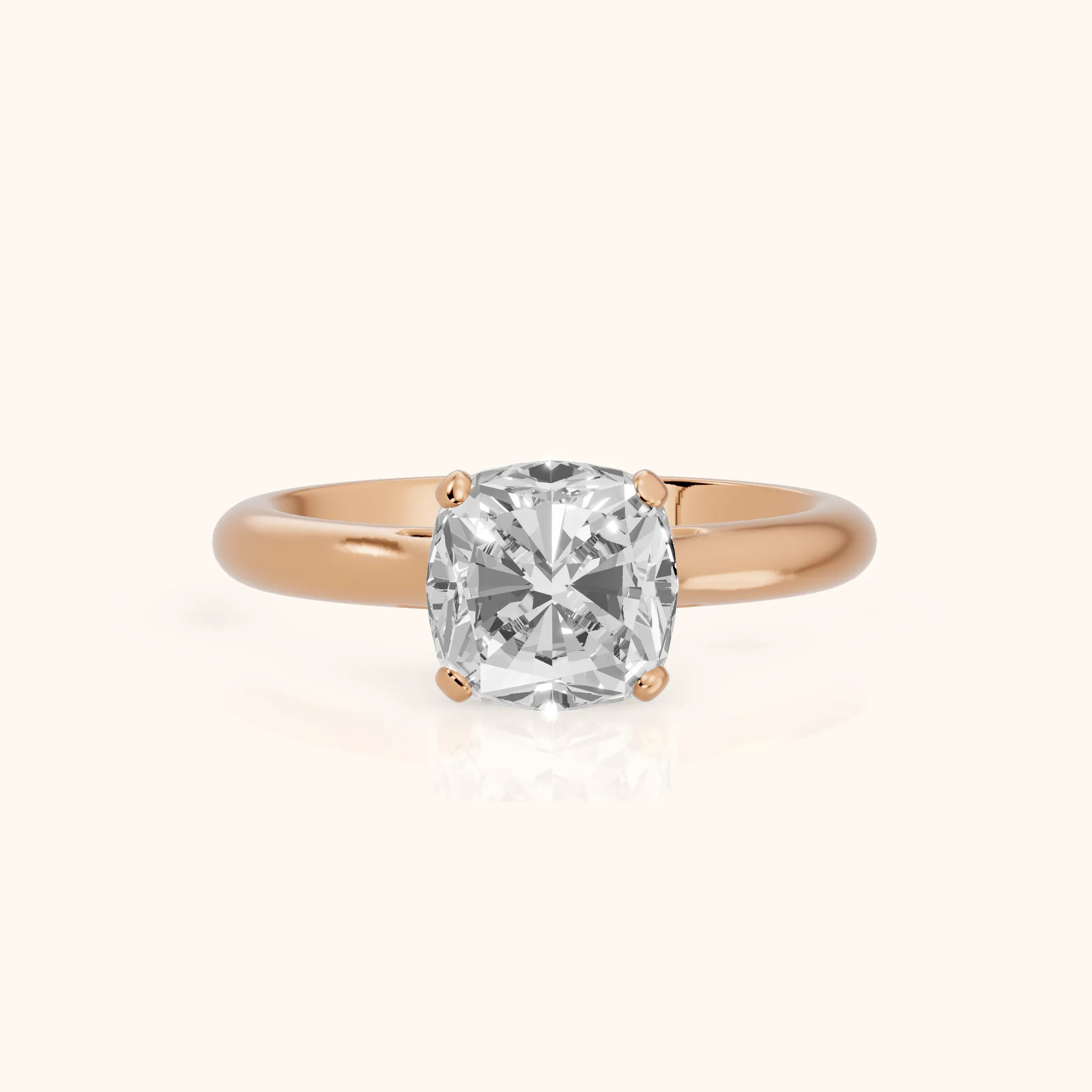 Karina Solitaire Cushion Diamond Engagement Ring in Rose Gold — view 1