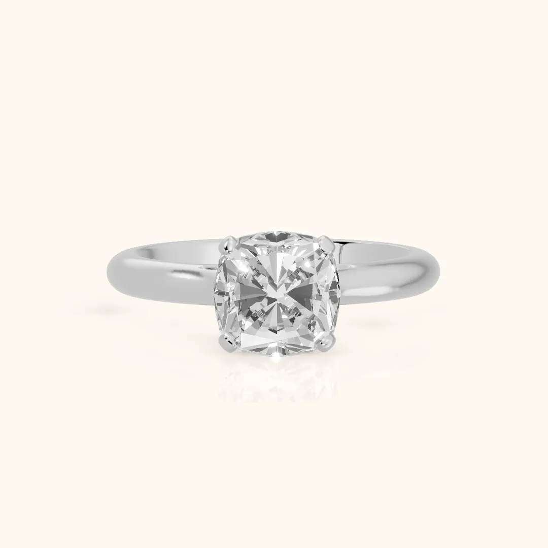 Karina Solitaire Cushion Diamond Engagement Ring in Platinum — view 2