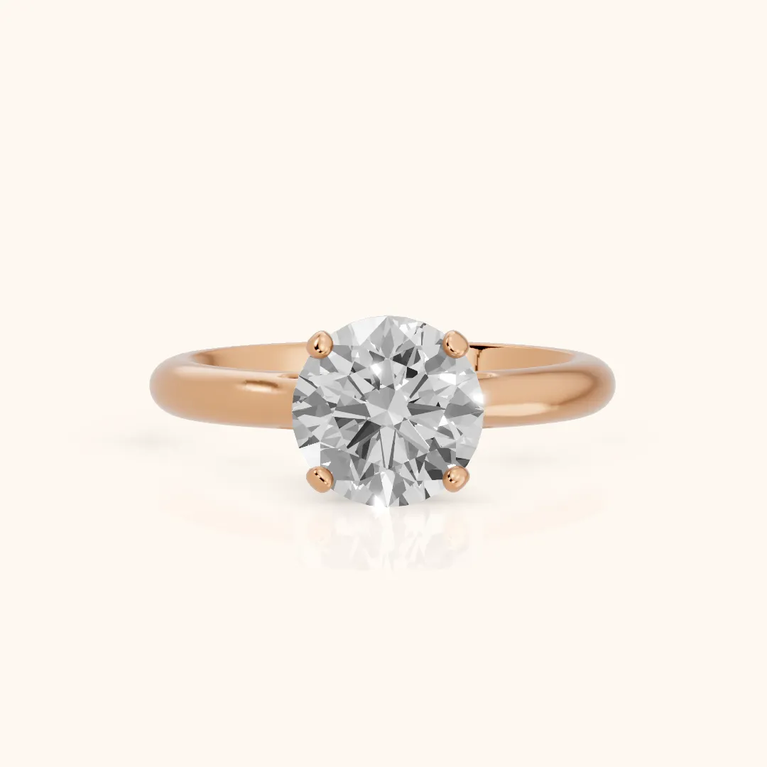 Karina Solitaire Round Diamond Engagement Ring in Rose Gold — view 2