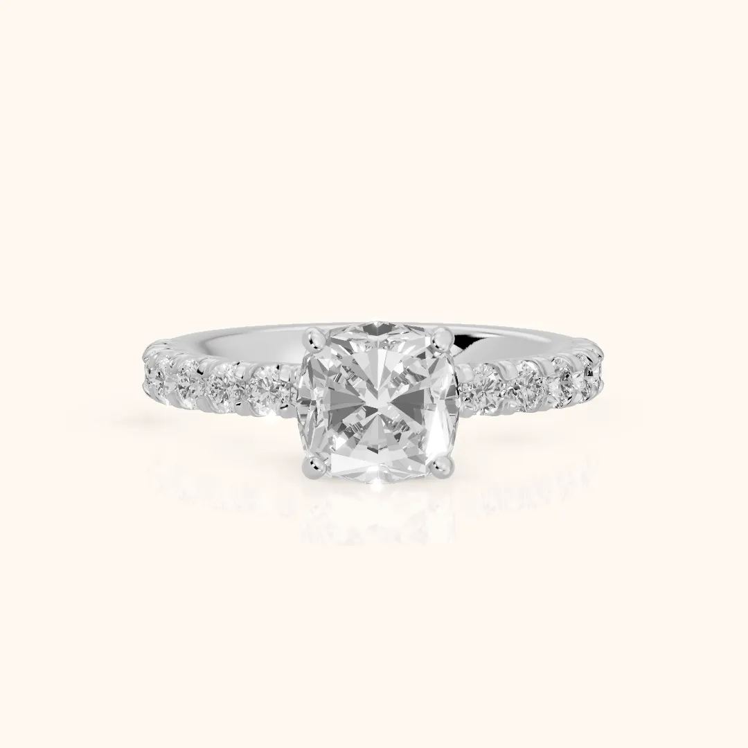 Luisa Pavé Cushion Diamond Engagement Ring in Silver — view 2