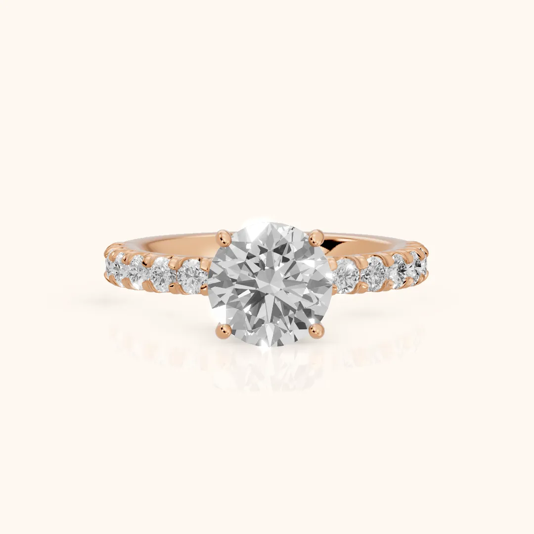 Luisa Pavé Round Diamond Engagement Ring in Rose Gold — view 2