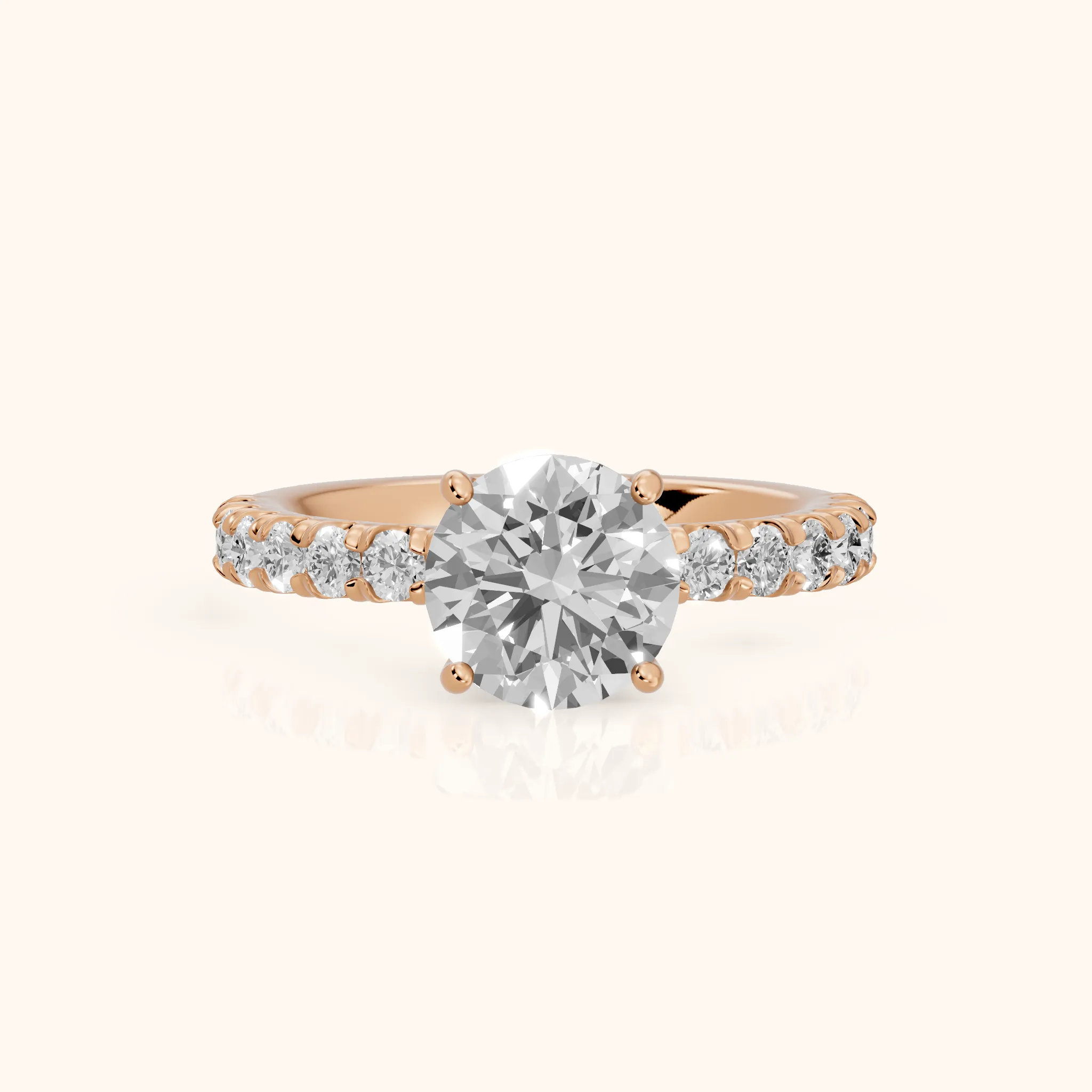 Luisa Pavé Round Diamond Engagement Ring in Rose Gold — view 1