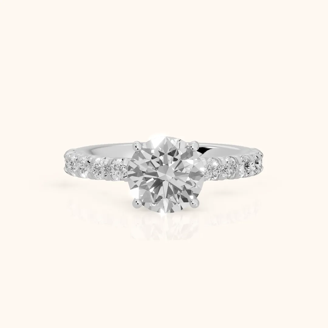 Luisa Pavé Round Diamond Engagement Ring in Silver — view 2