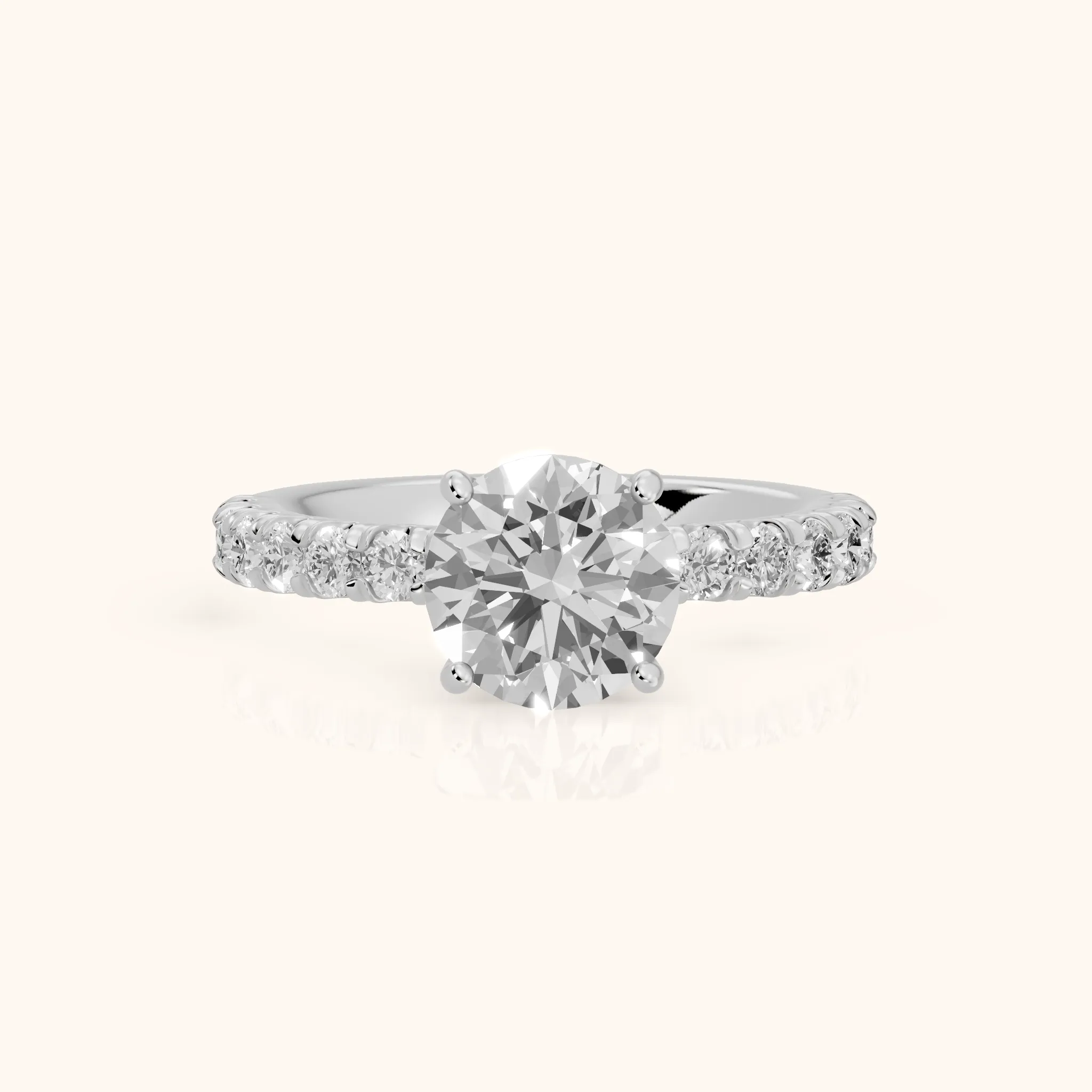 Luisa Pavé Round Diamond Engagement Ring in Silver — view 1