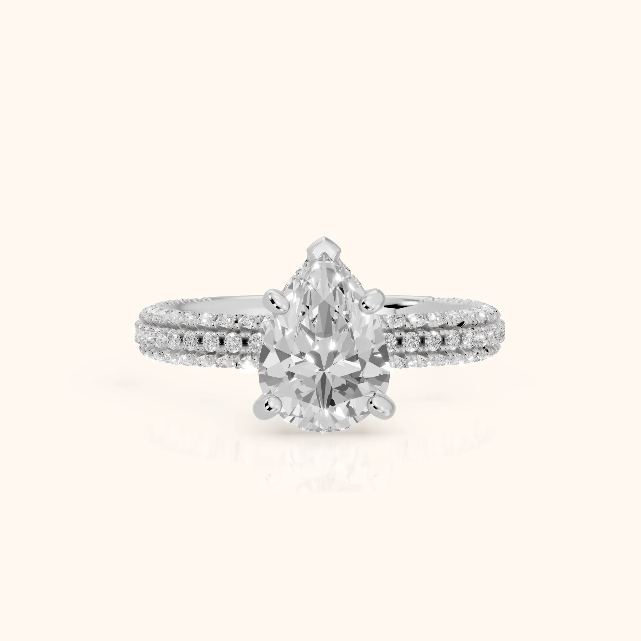 Mira Hidden Halo Micropavé Pear Diamond Engagement Ring in Platinum — view 1