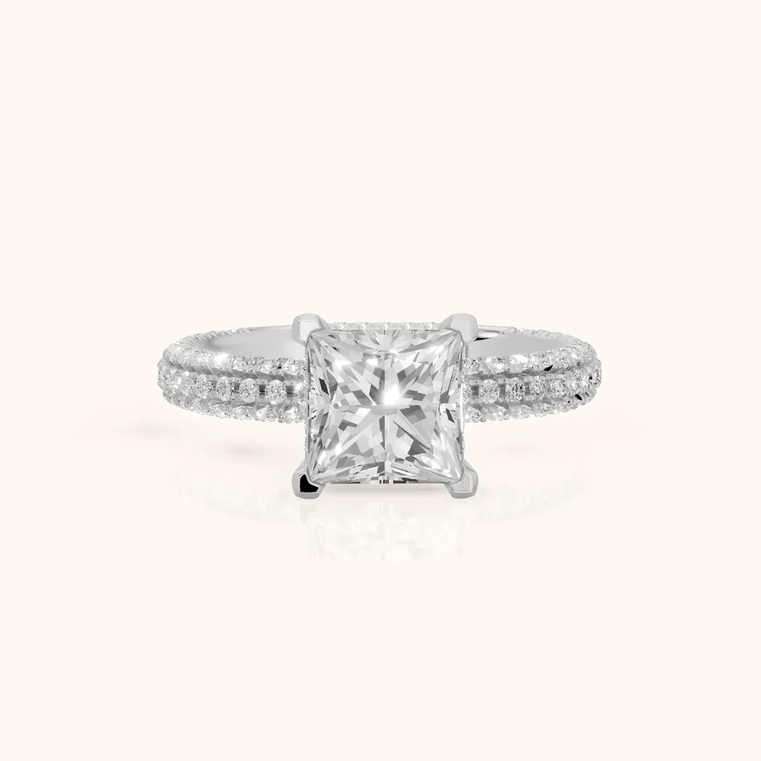 Mira Hidden Halo Micropavé Princess Diamond Engagement Ring in Platinum — view 2