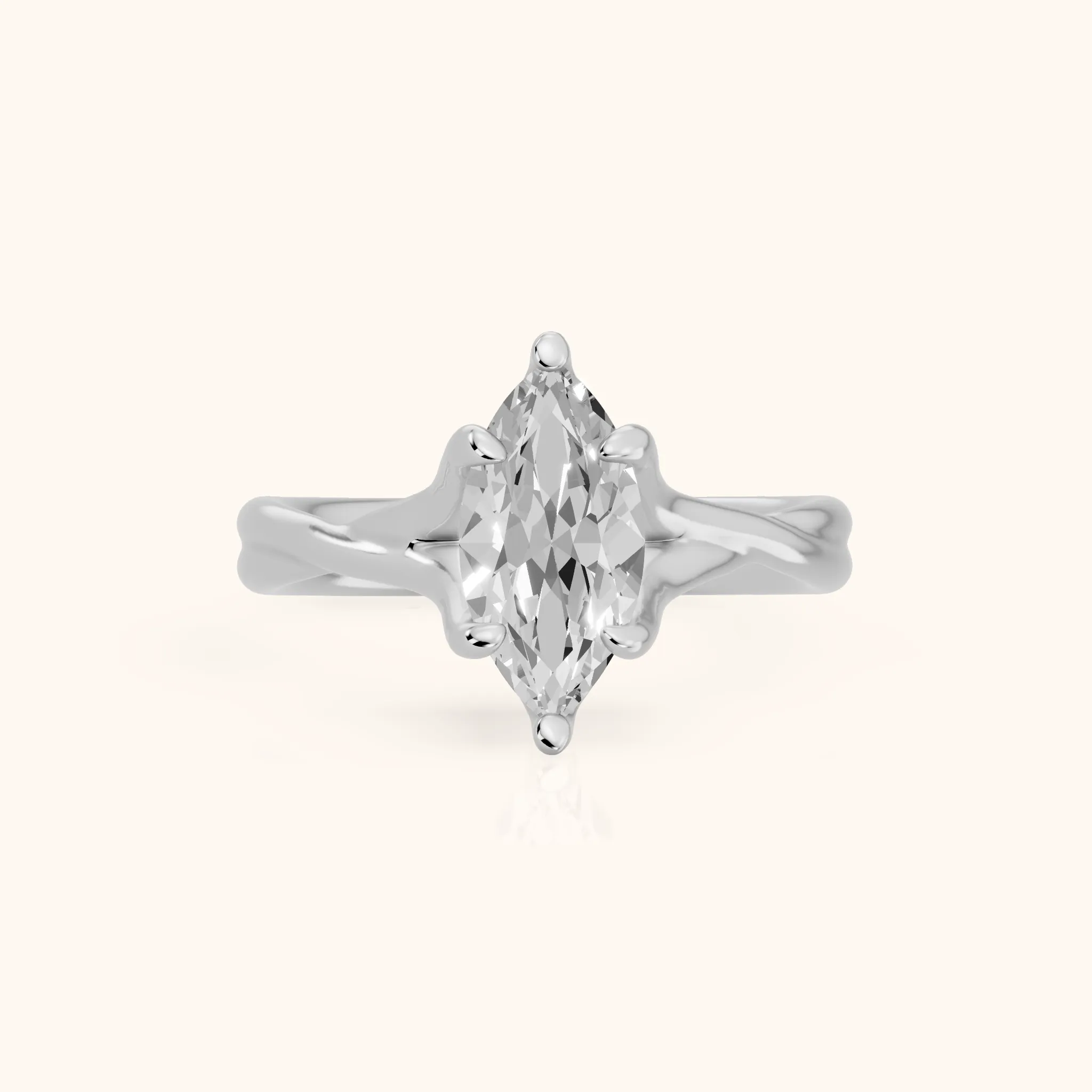Rosa Twist Solitaire Marquise Diamond Engagement Ring in Platinum — view 1