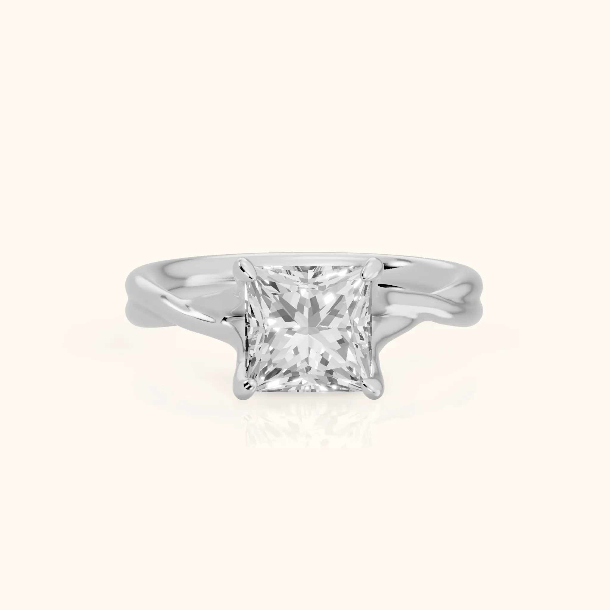 Rosa Twist Solitaire Princess Diamond Engagement Ring in Platinum — view 1
