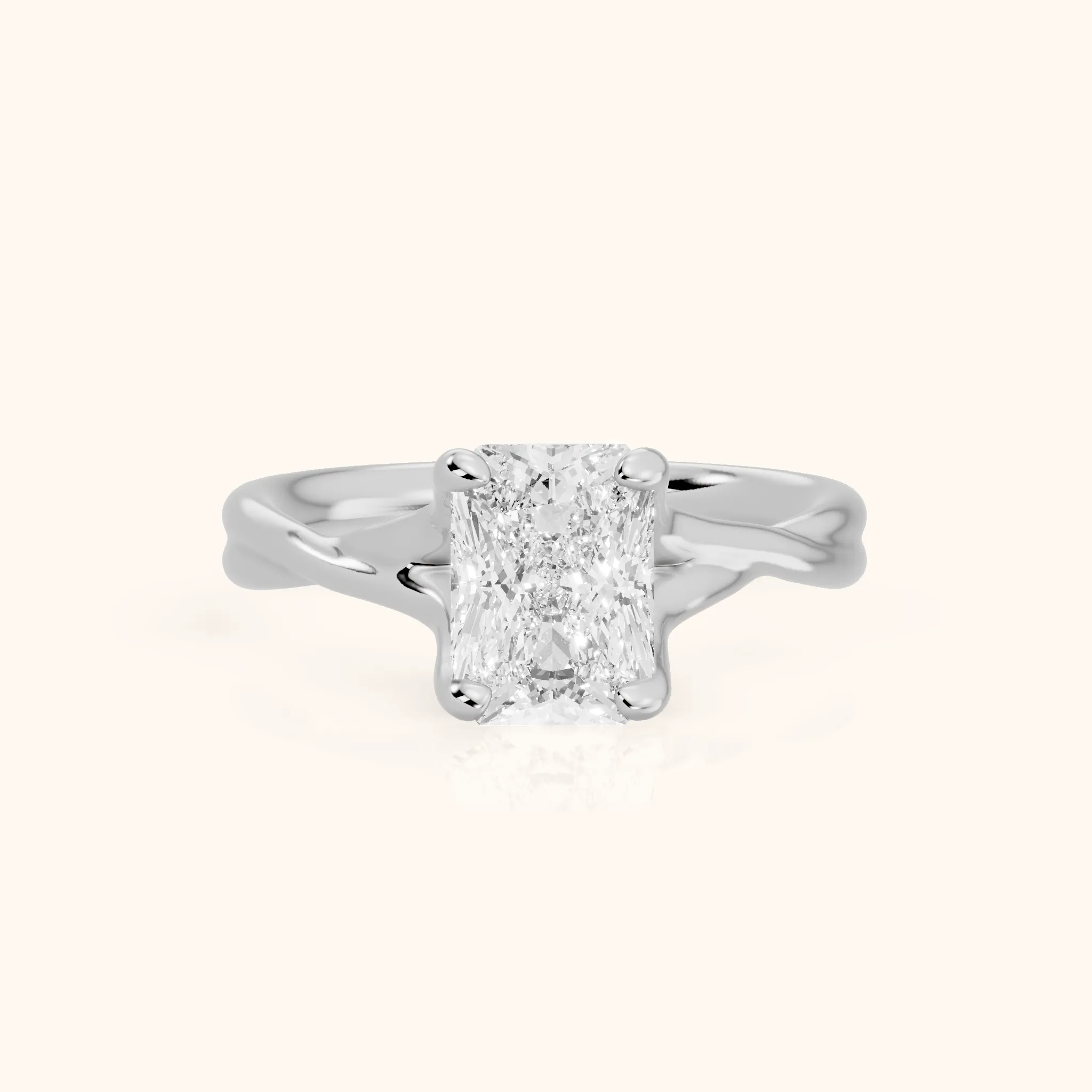 Rosa Twist Solitaire Radiant Diamond Engagement Ring in Silver — view 1