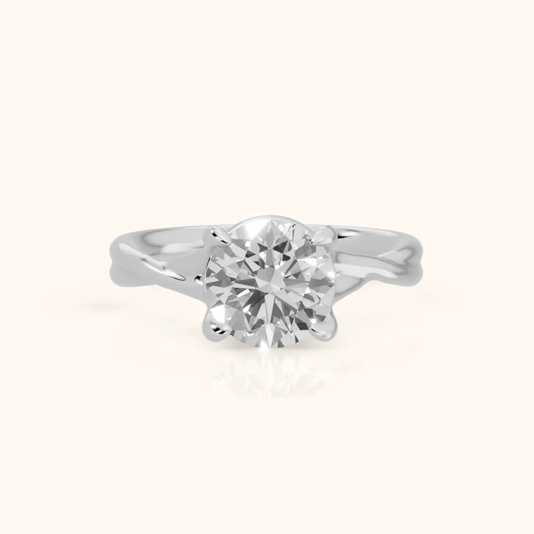 Rosa Twist Solitaire Round Diamond Engagement Ring in Silver — view 2