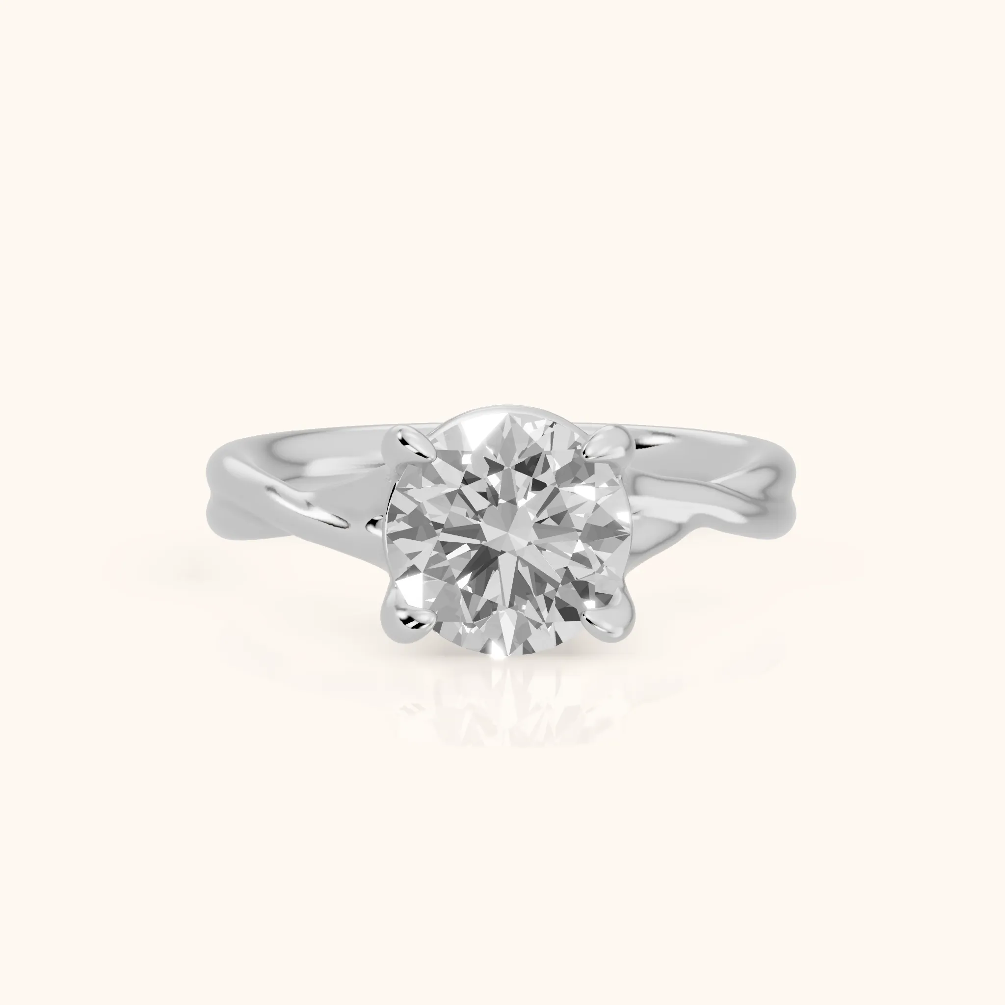Rosa Twist Solitaire Round Diamond Engagement Ring in Silver — view 1