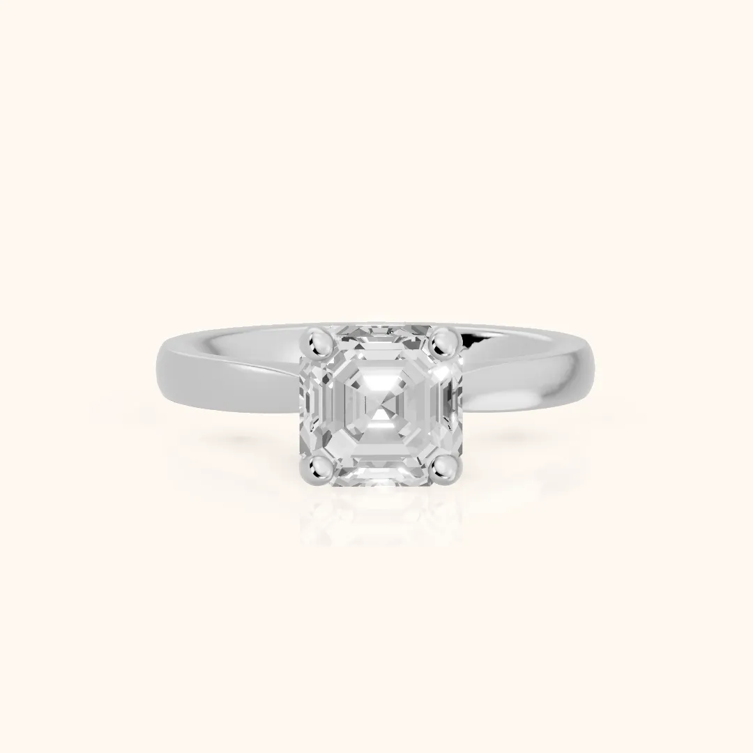 Sofia Cathedral Asscher Diamond Engagement Ring in Silver — view 2