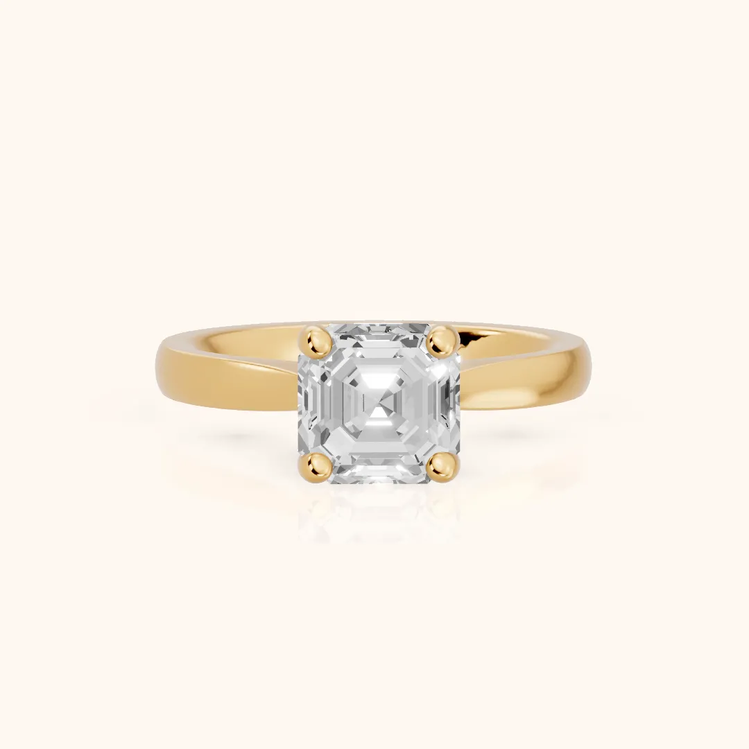 Sofia Cathedral Asscher Diamond Engagement Ring in Yellow Gold — view 2