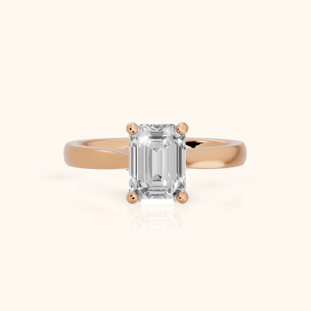 Sofia Cathedral Emerald Diamond Engagement Ring in Rose Gold — view 2