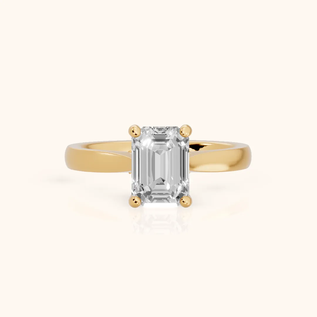 Sofia Cathedral Emerald Diamond Engagement Ring in Yellow Gold — view 2