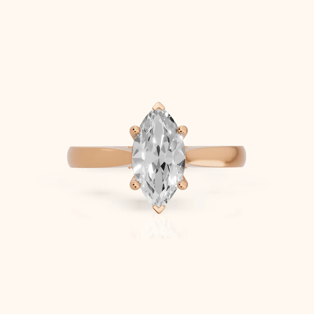 Sofia Cathedral Marquise Diamond Engagement Ring in Rose Gold — view 2