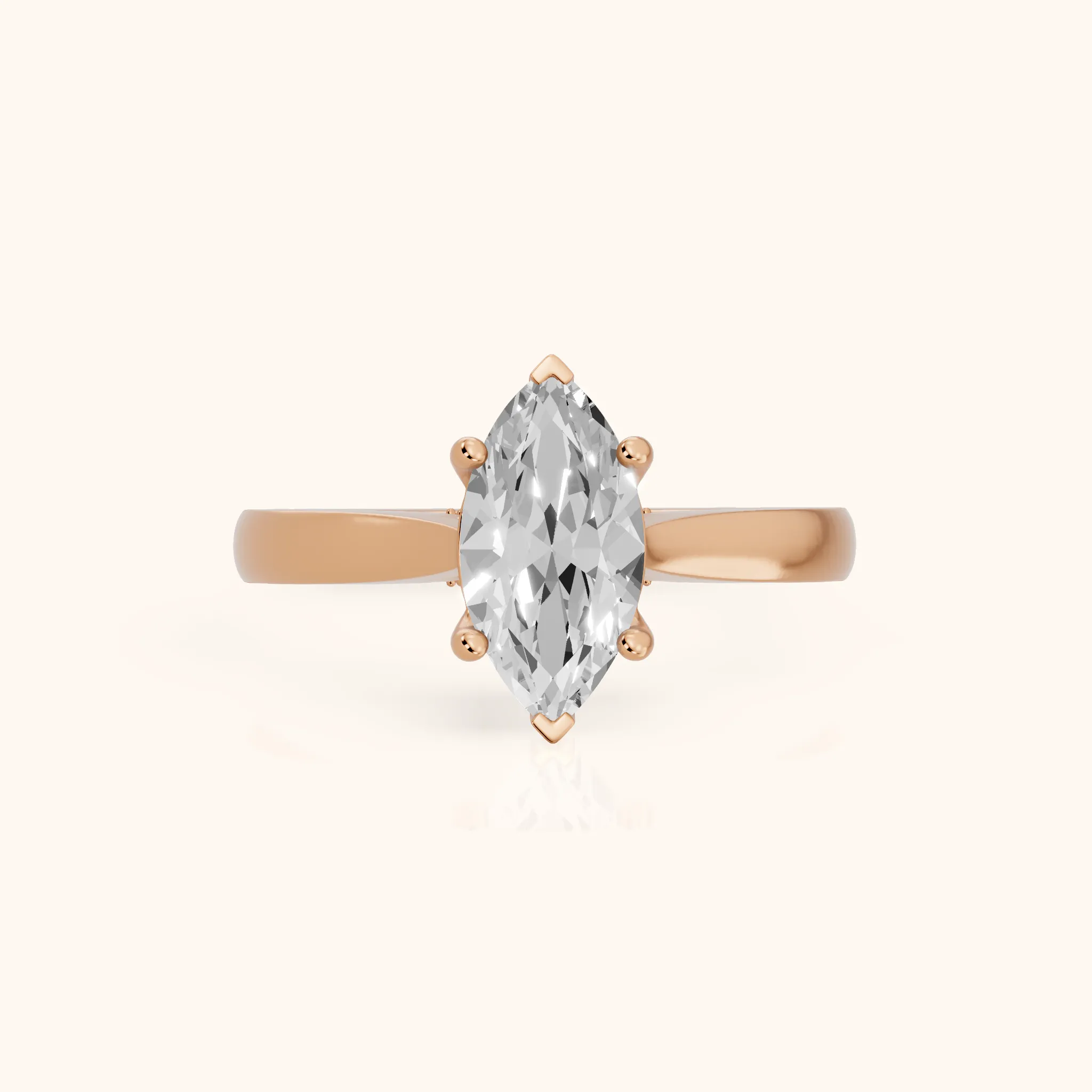 Sofia Cathedral Marquise Diamond Engagement Ring in Rose Gold — view 1