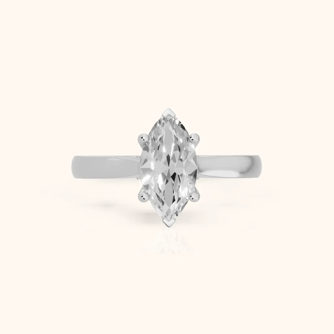 Sofia Cathedral Marquise Diamond Engagement Ring in Silver — view 2