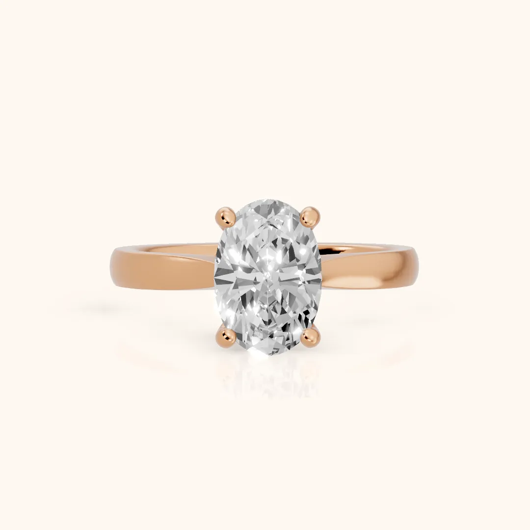 Sofia Cathedral Oval Diamond Engagement Ring in Rose Gold — view 2