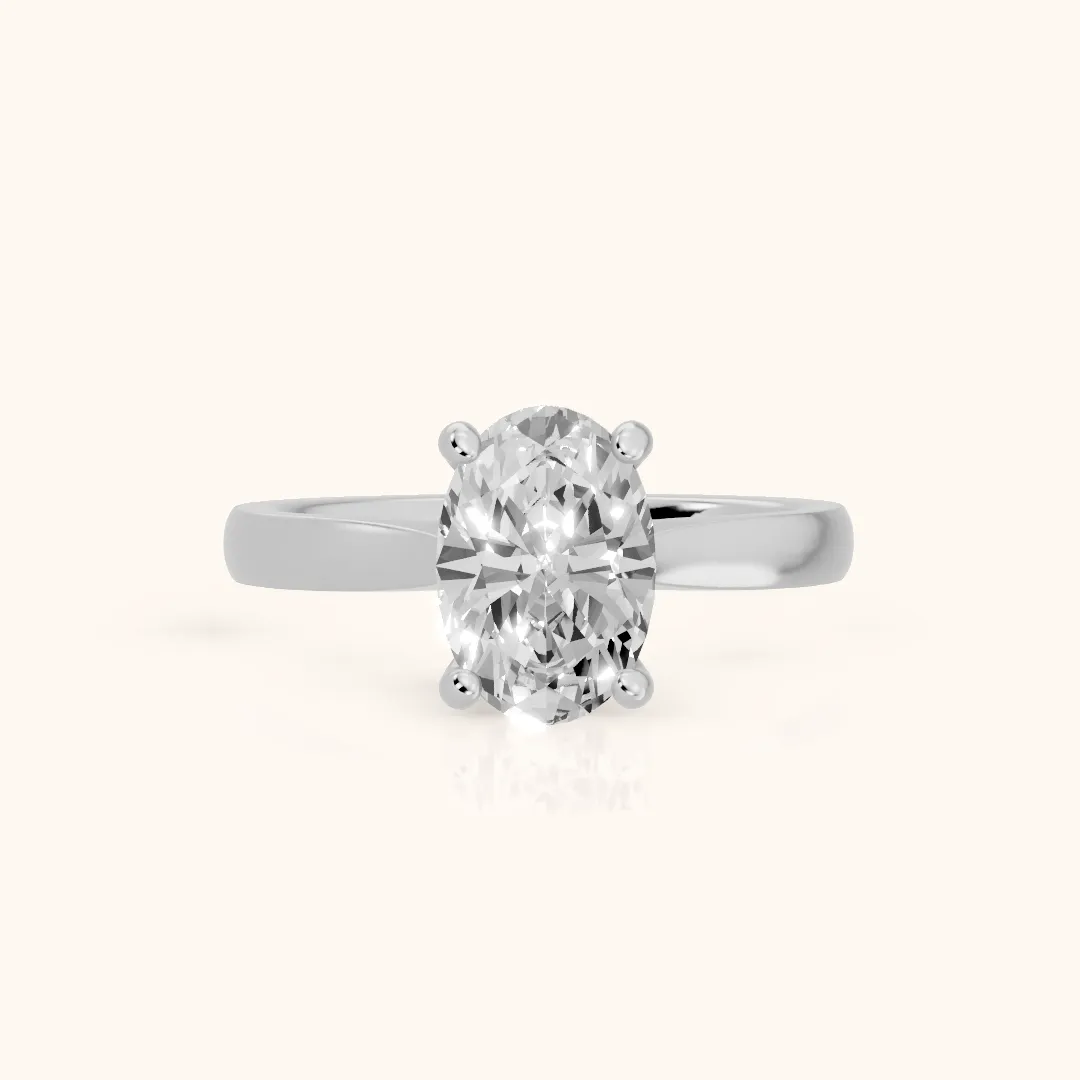 Sofia Cathedral Oval Diamond Engagement Ring in Silver — view 2