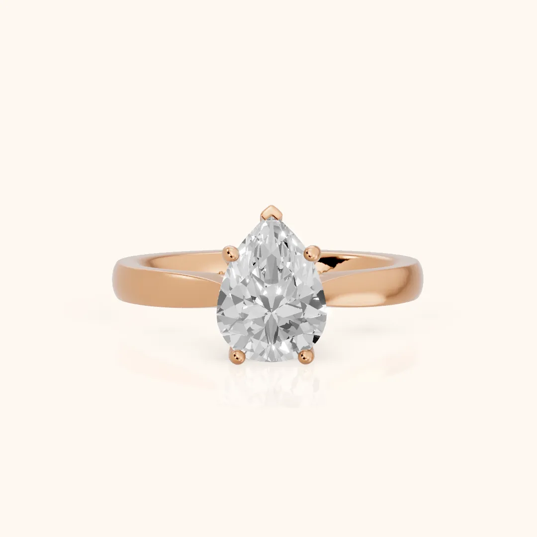 Sofia Cathedral Pear Diamond Engagement Ring in Rose Gold — view 2
