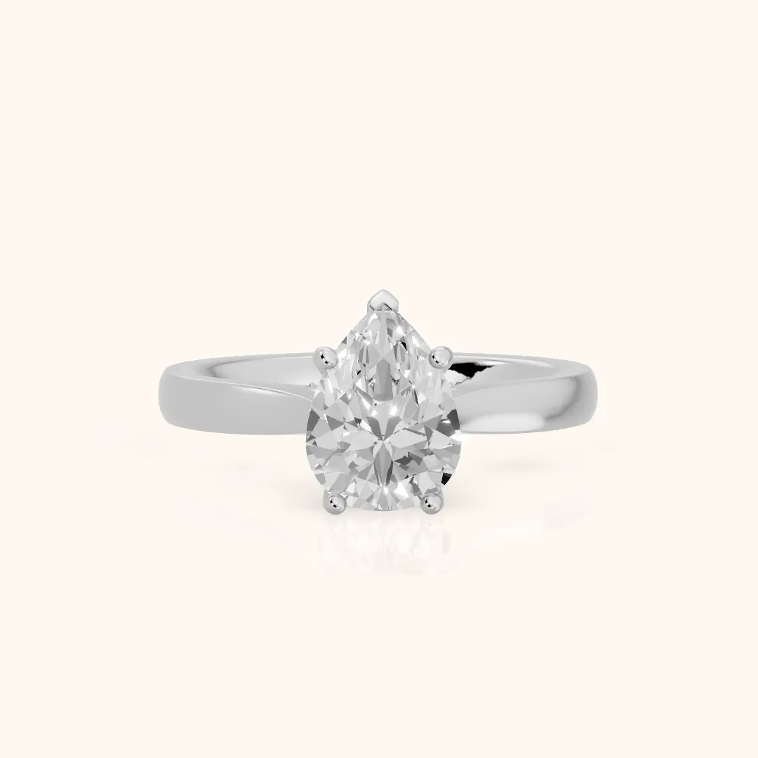 Sofia Cathedral Pear Diamond Engagement Ring in Silver — view 2
