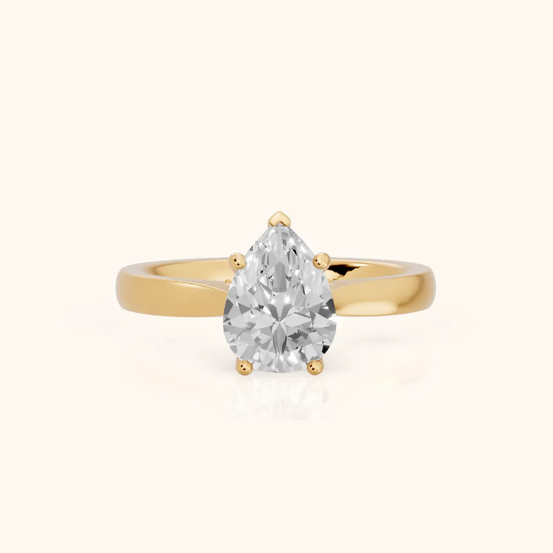 Sofia Cathedral Pear Diamond Engagement Ring in Yellow Gold — view 2