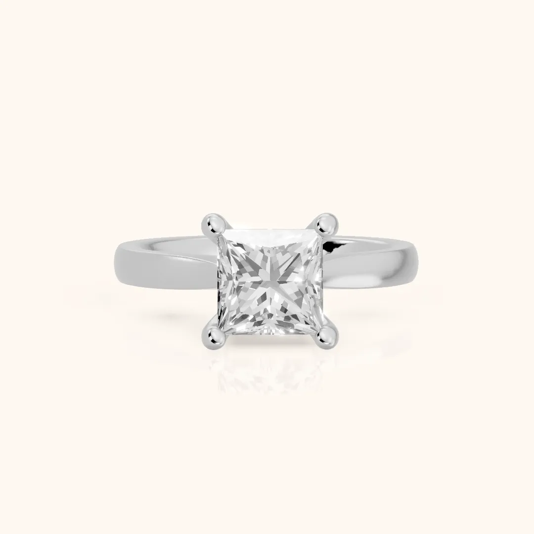 Sofia Cathedral Princess Diamond Engagement Ring in Silver — view 2