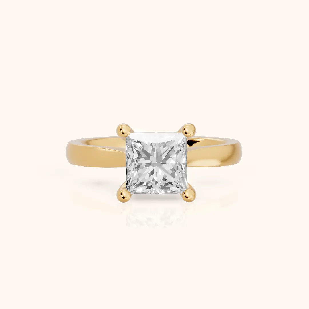 Sofia Cathedral Princess Diamond Engagement Ring in Yellow Gold — view 2