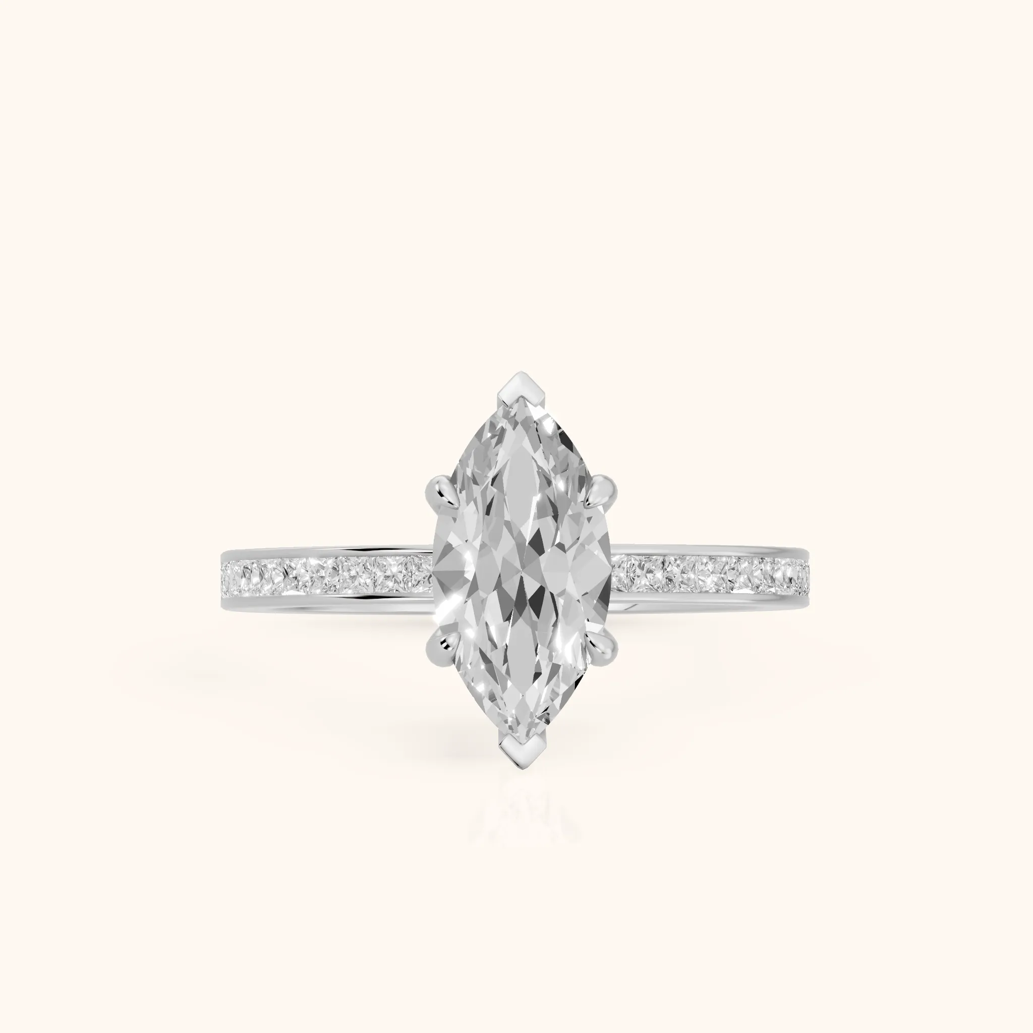 Freja Channel Set Marquise Diamond Engagement Ring in Silver — view 1