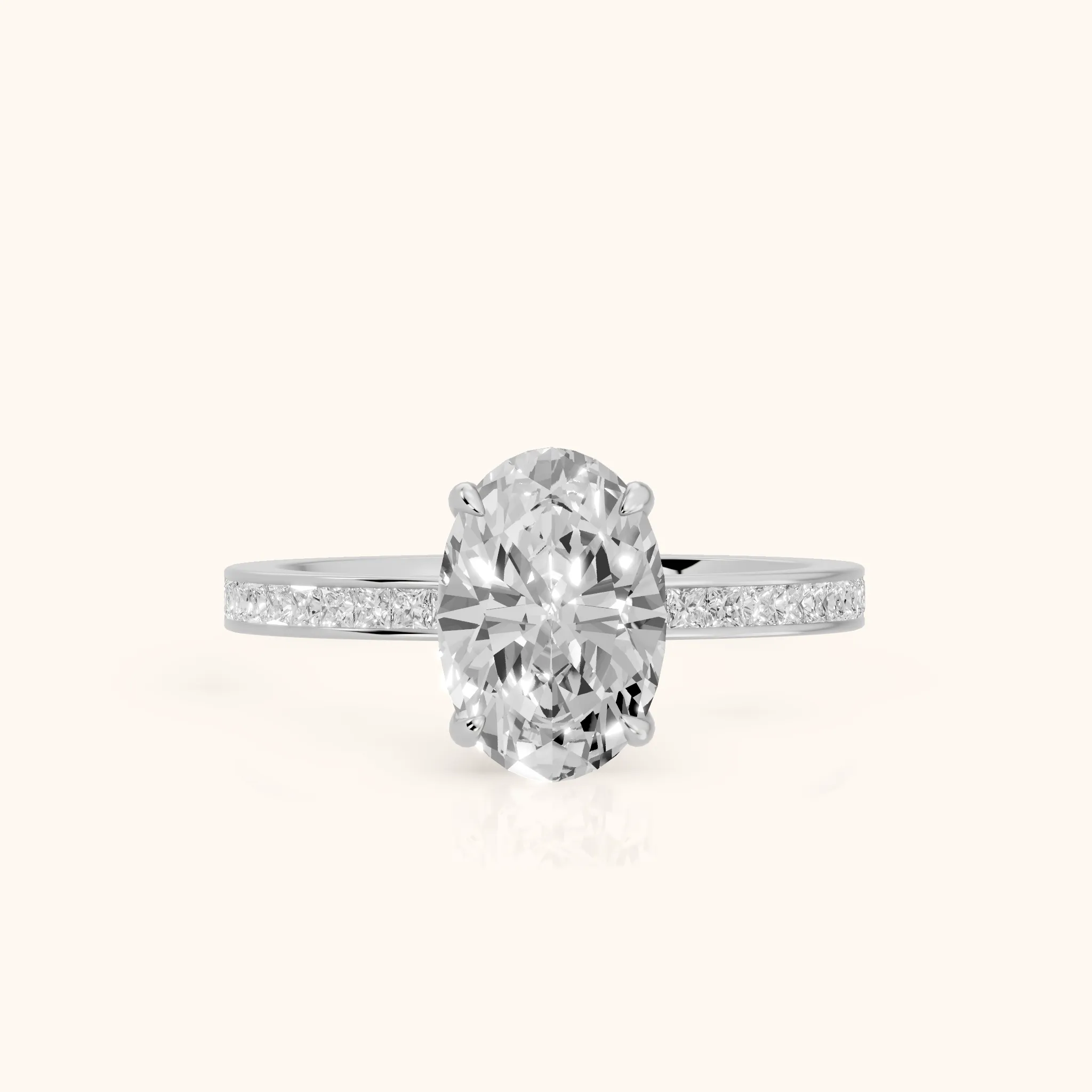 Freja Channel Set Oval Diamond Engagement Ring in Platinum — view 1