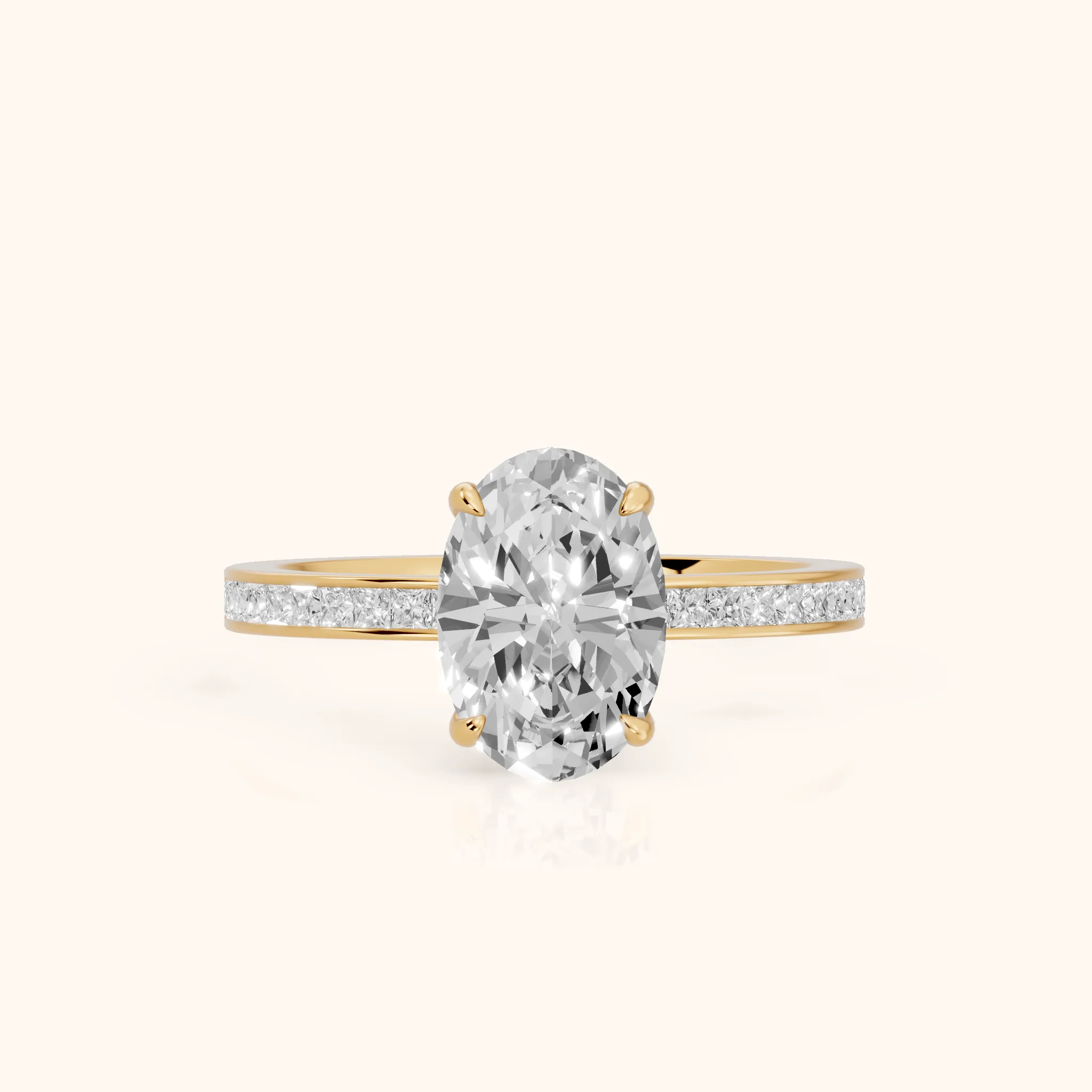 Freja Channel Set Oval Diamond Engagement Ring in Yellow Gold — view 1