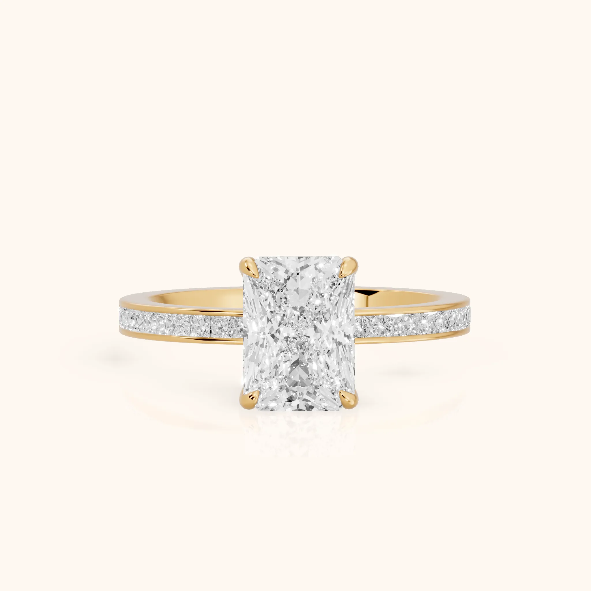 Freja Channel Set Radiant Diamond Engagement Ring in Yellow Gold — view 1
