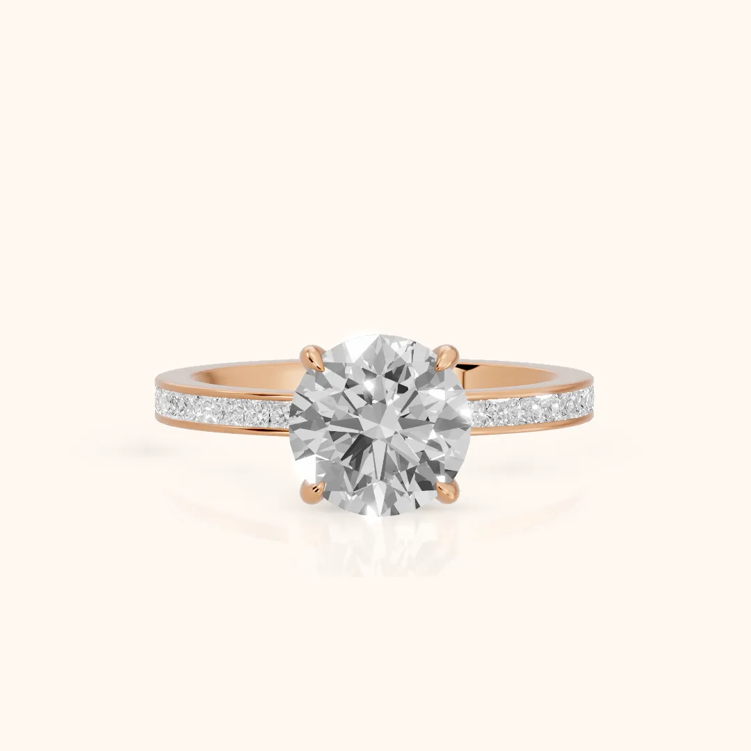 Freja Channel Set Round Diamond Engagement Ring in Rose Gold — view 2