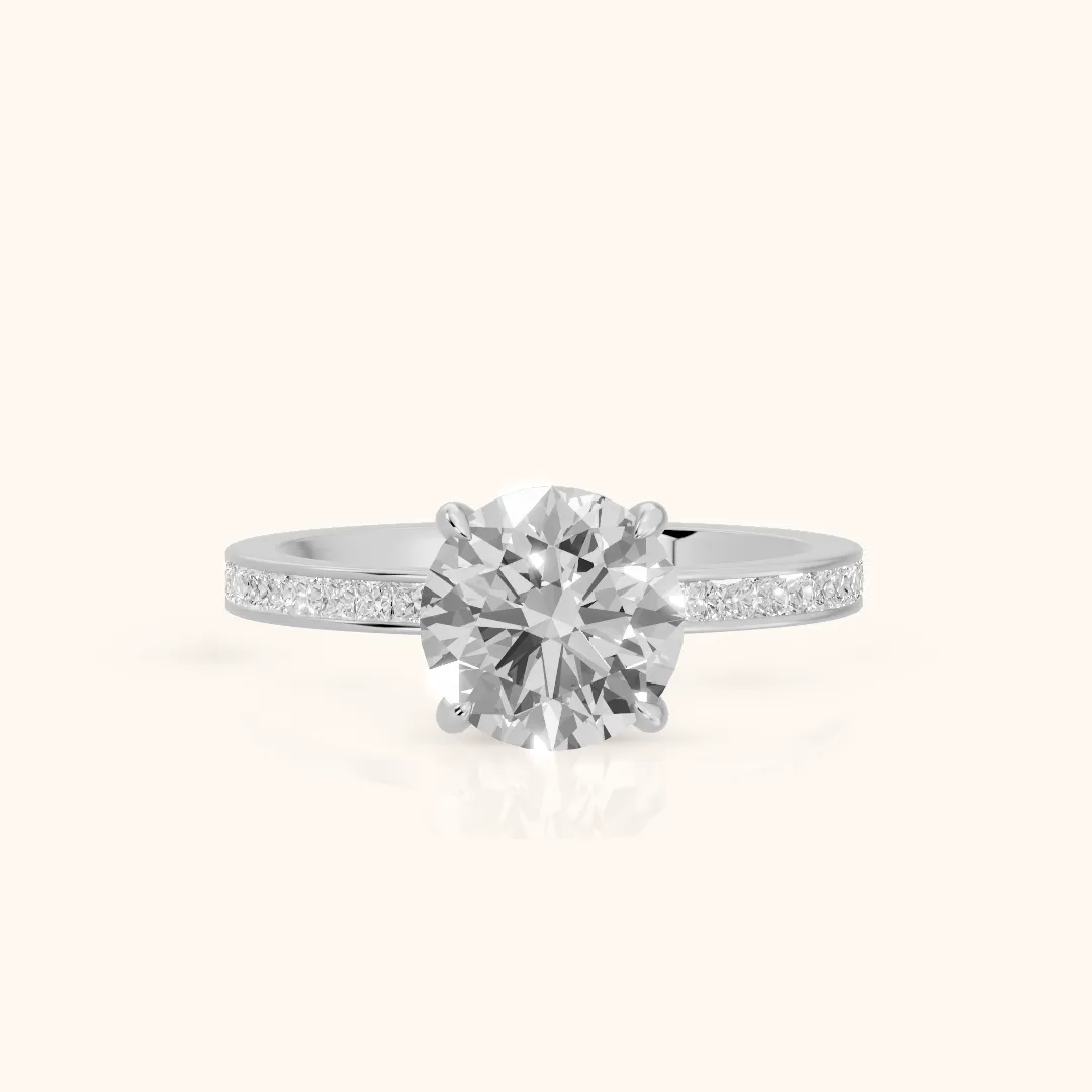 Freja Channel Set Round Diamond Engagement Ring in Silver — view 2