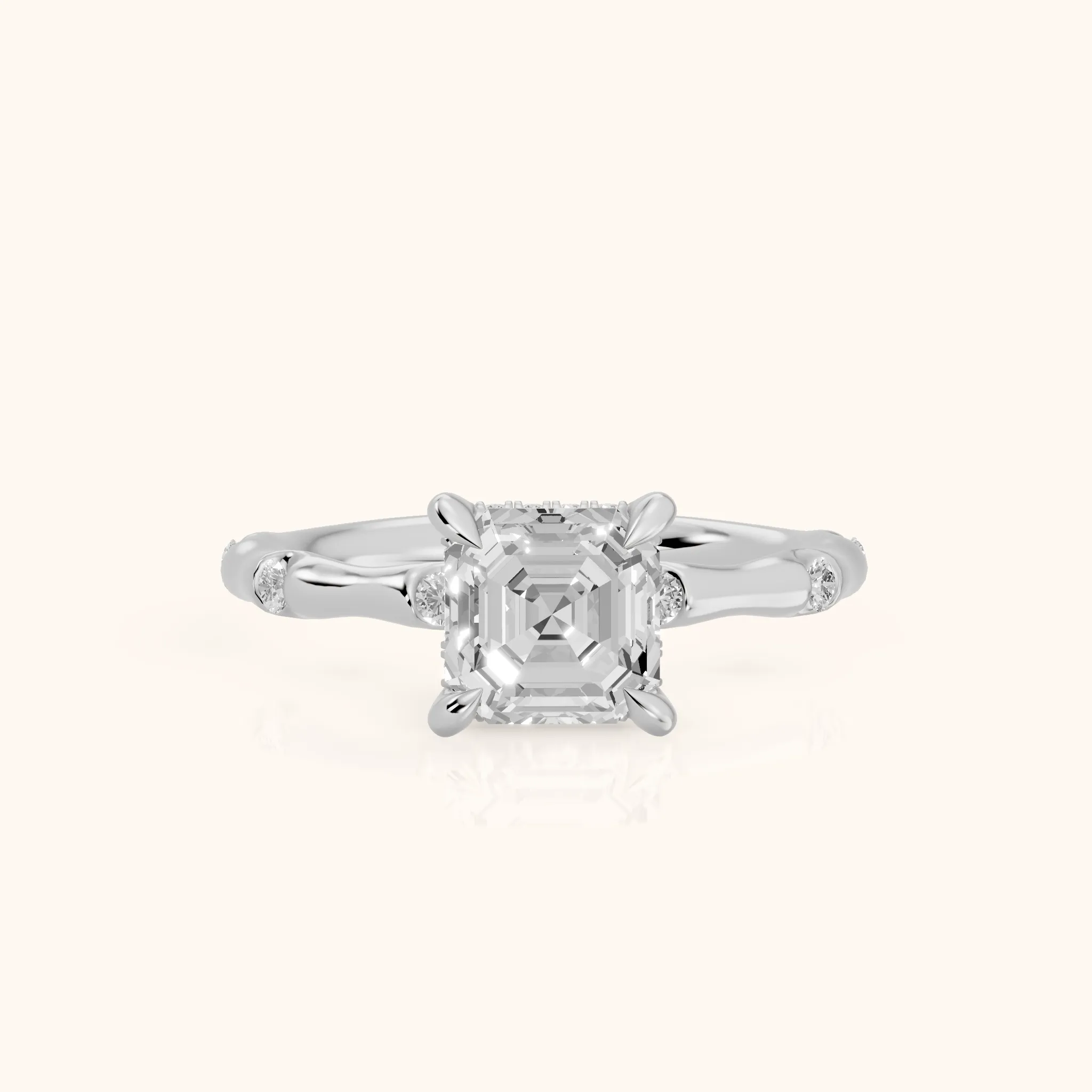 Liv Hidden Halo Asscher Diamond Engagement Ring in Silver — view 1