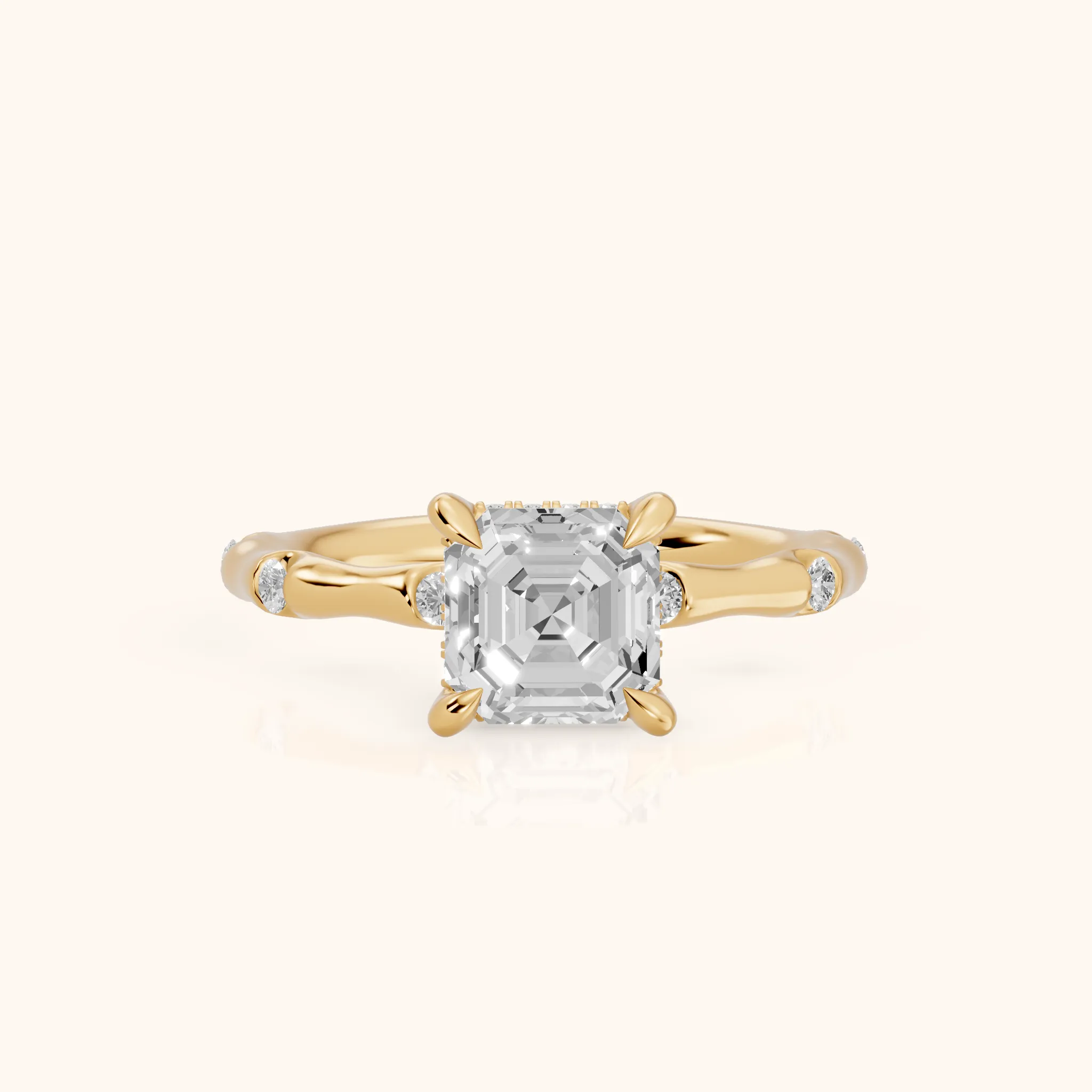 Liv Hidden Halo Asscher Diamond Engagement Ring in Yellow Gold — view 1