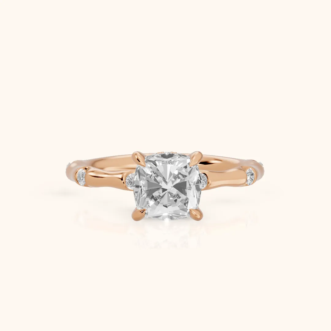 Liv Hidden Halo Cushion Diamond Engagement Ring in Rose Gold — view 2