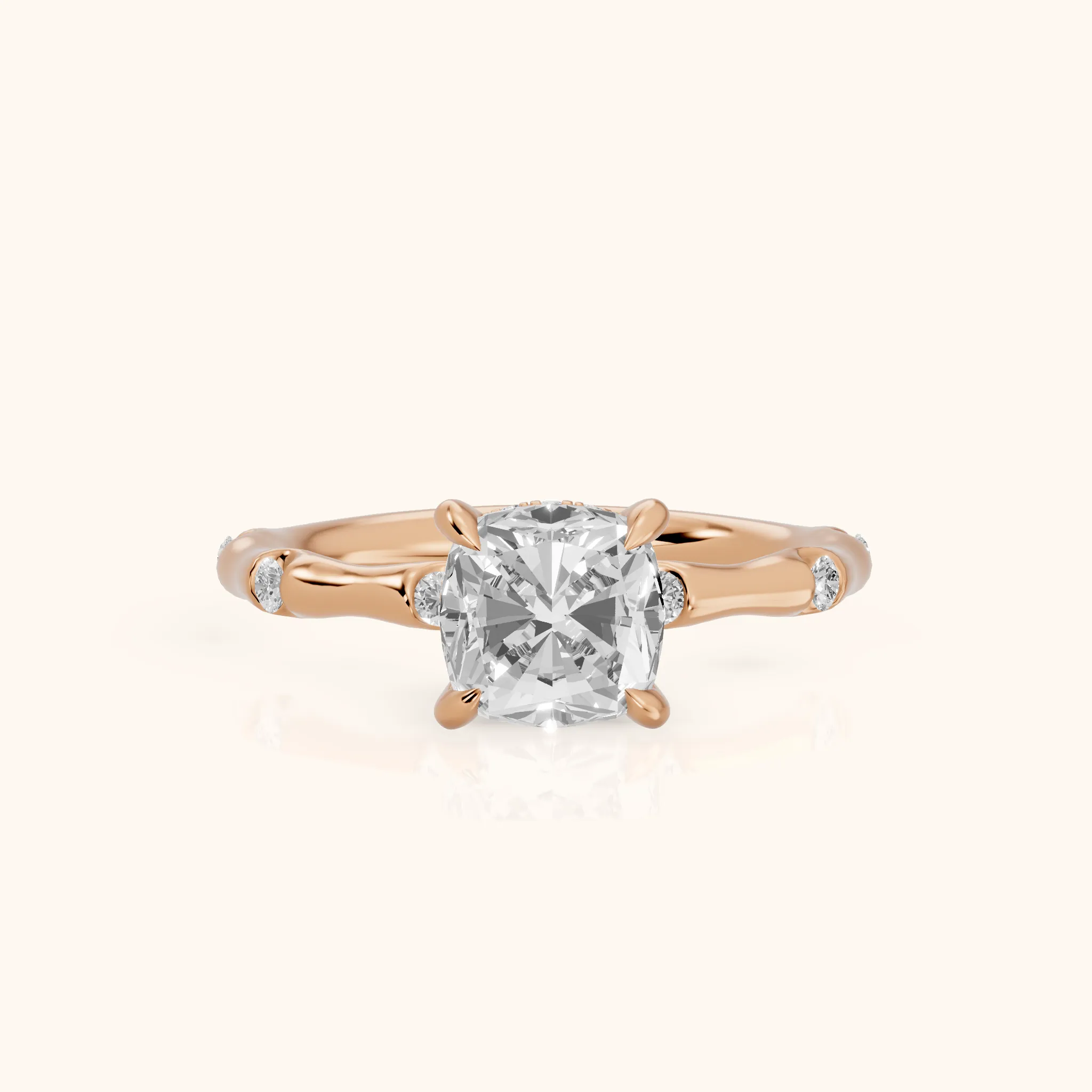 Liv Hidden Halo Cushion Diamond Engagement Ring in Rose Gold — view 1
